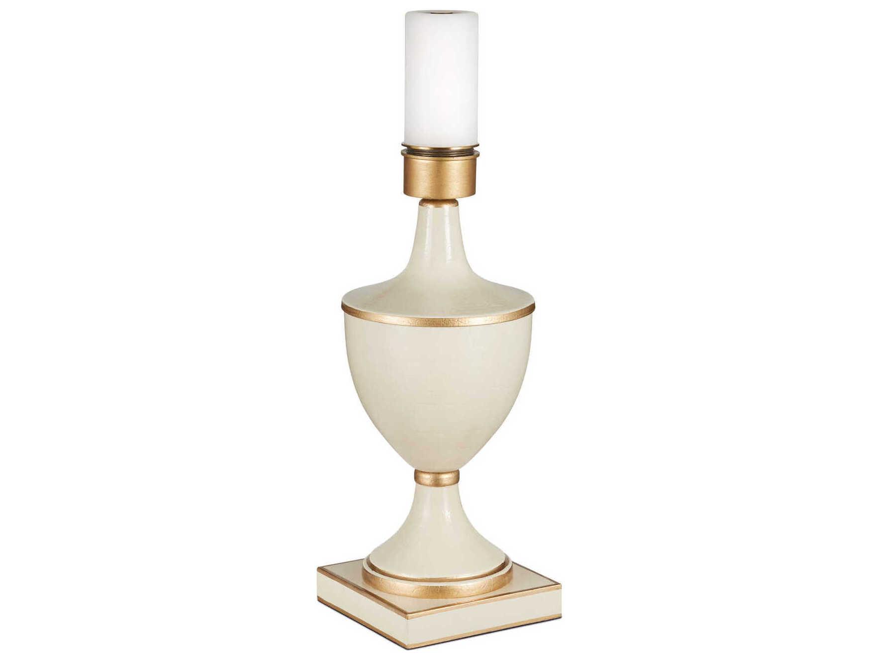 Currey & Company Travelogue Ivory Gold Crackle Metal White Traditional Table Lamp