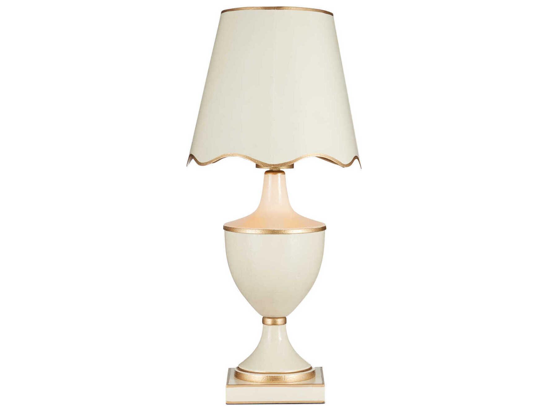 Currey & Company Travelogue Ivory Gold Crackle Metal White Traditional Table Lamp