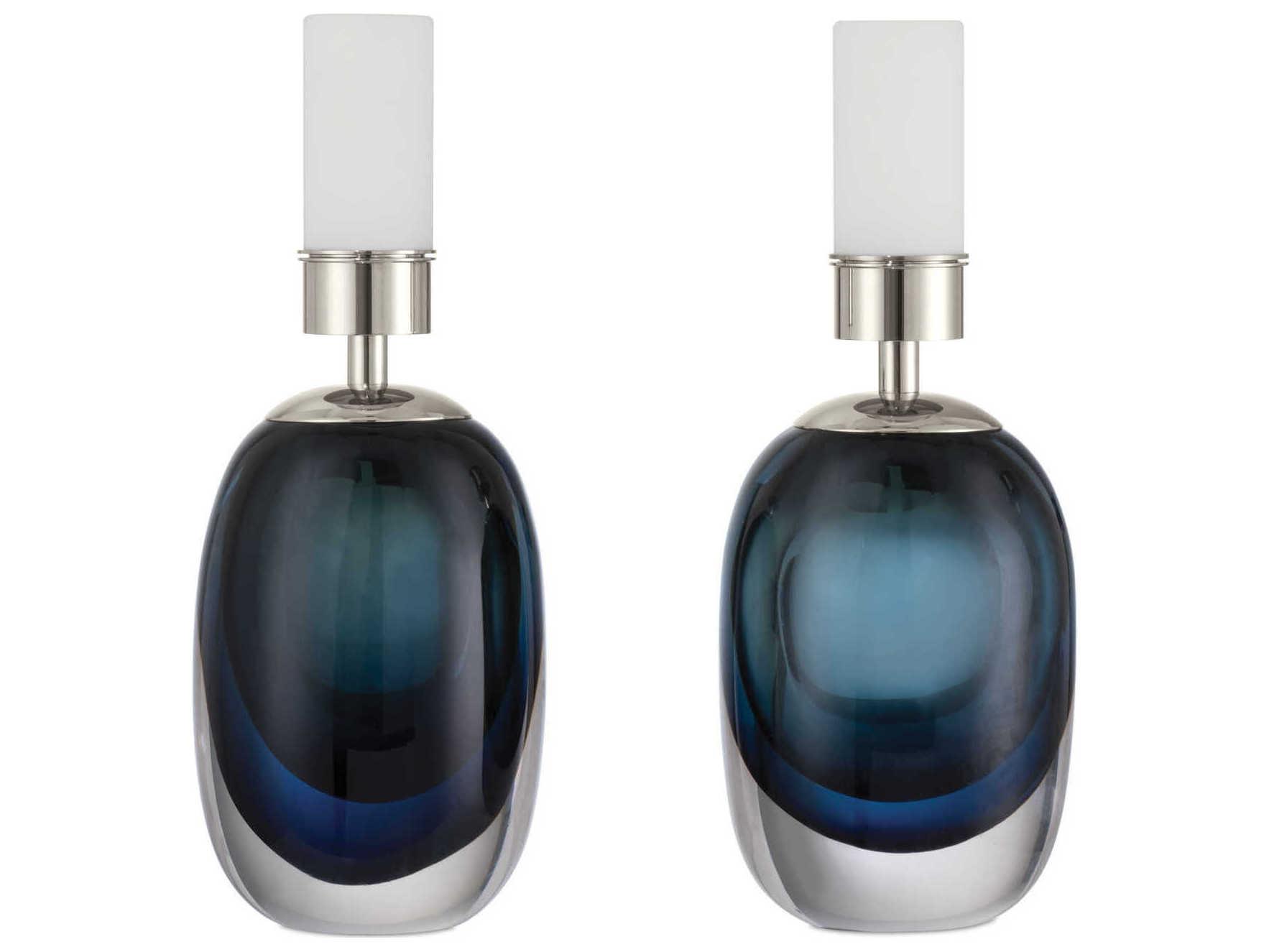 Currey & Company Danza Blue Clear Polished Nickel Table Lamp