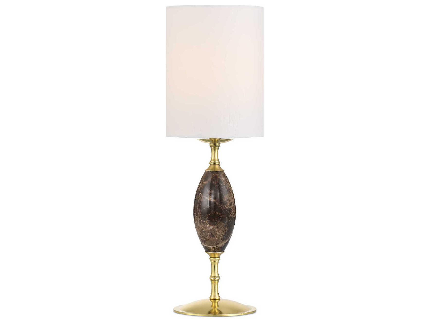 Currey & Company Marche Brown Brass White Linen Table Lamp