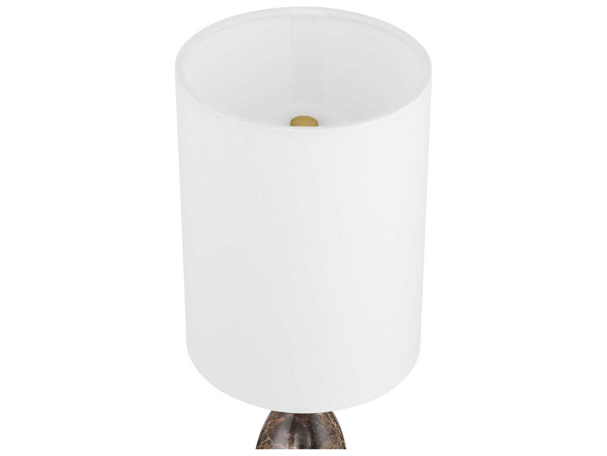 Currey & Company Marche Brown Brass White Linen Table Lamp