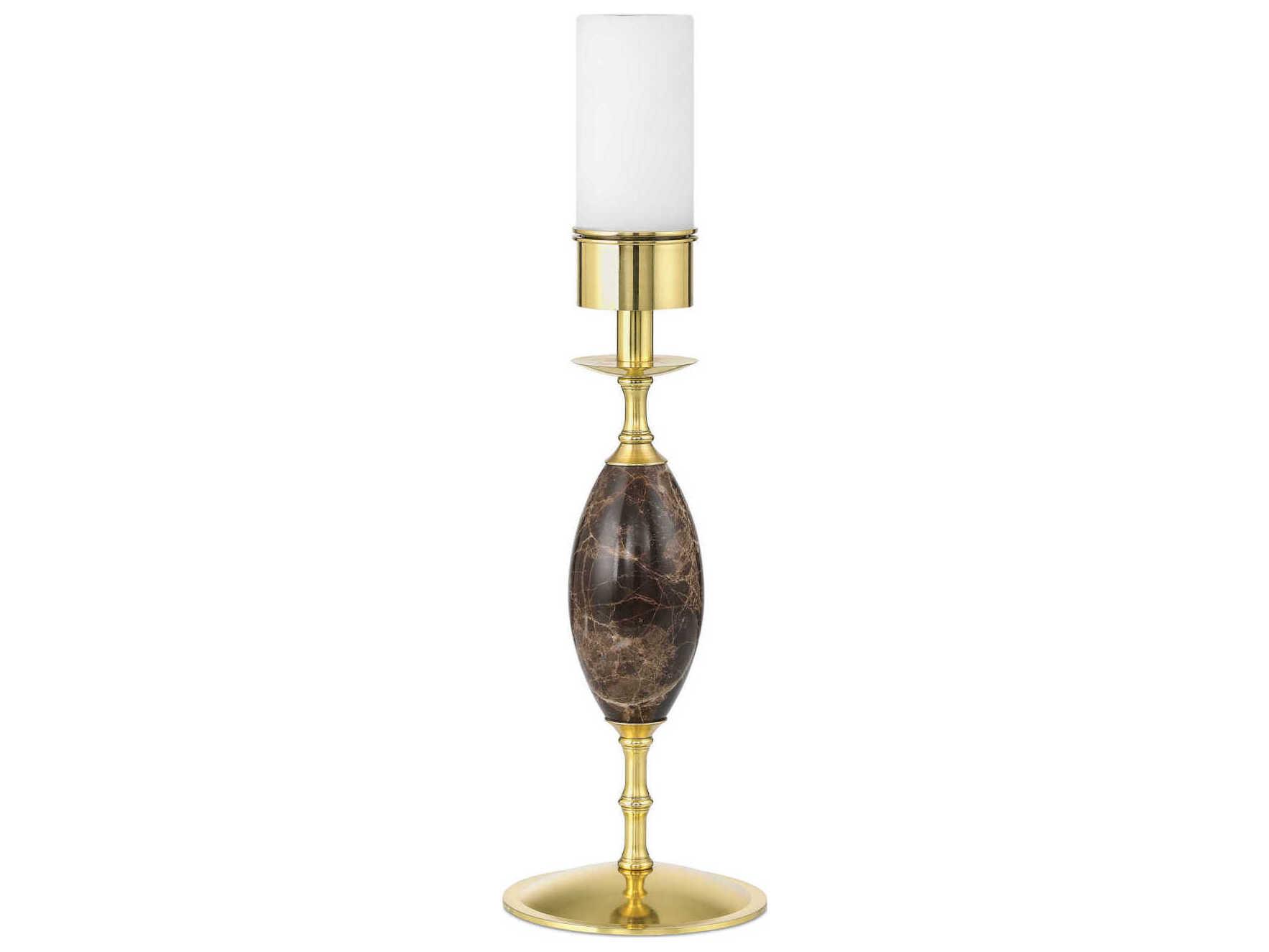 Currey & Company Marche Brown Brass White Linen Table Lamp