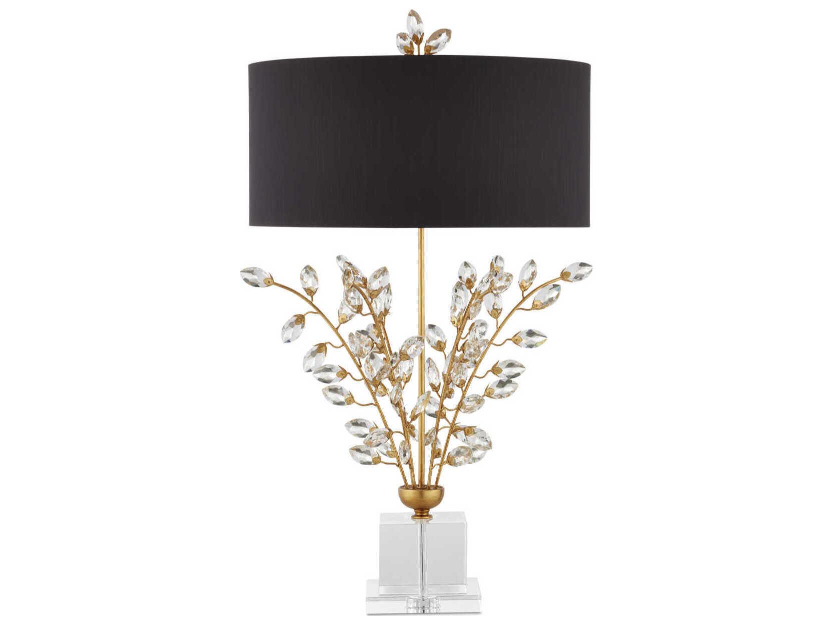 Currey & Company Forget-Me-Not Chinois Gold Leaf clear Buffet Lamp