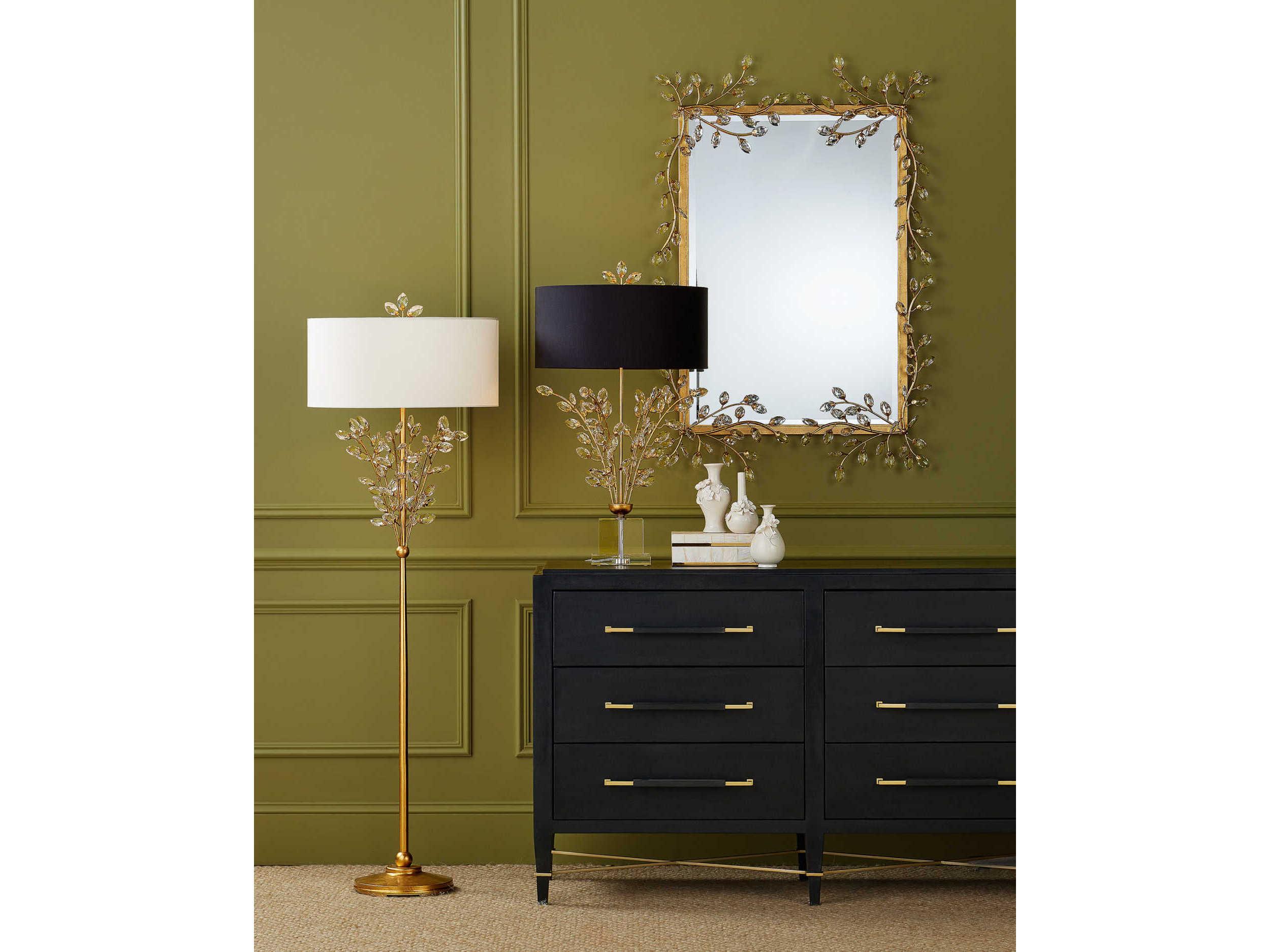 Currey & Company Forget-Me-Not Chinois Gold Leaf clear Buffet Lamp