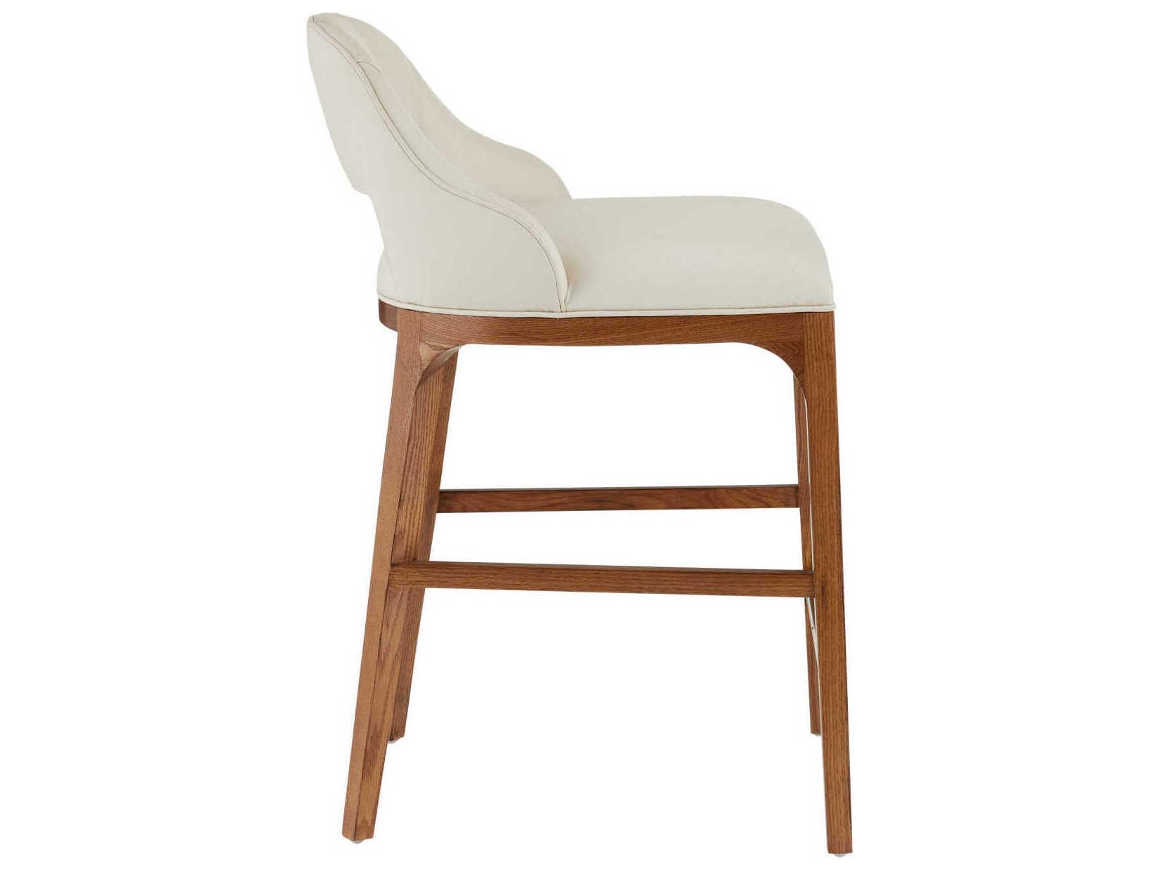 Currey & Company Inga Upholstered Oak Wood Morel Brown Brushed Brass Counter Stool