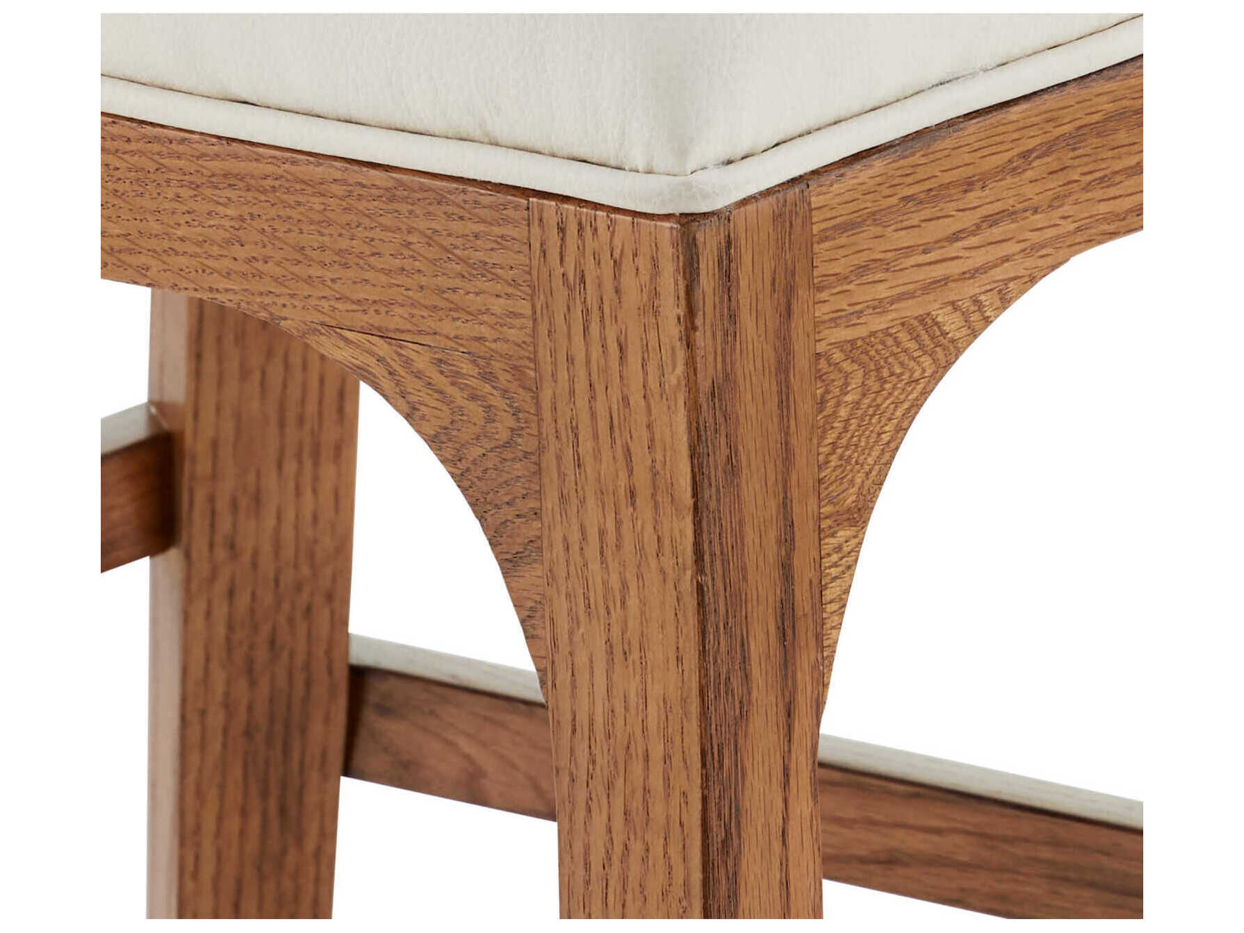 Currey & Company Inga Upholstered Oak Wood Morel Brown Brushed Brass Counter Stool