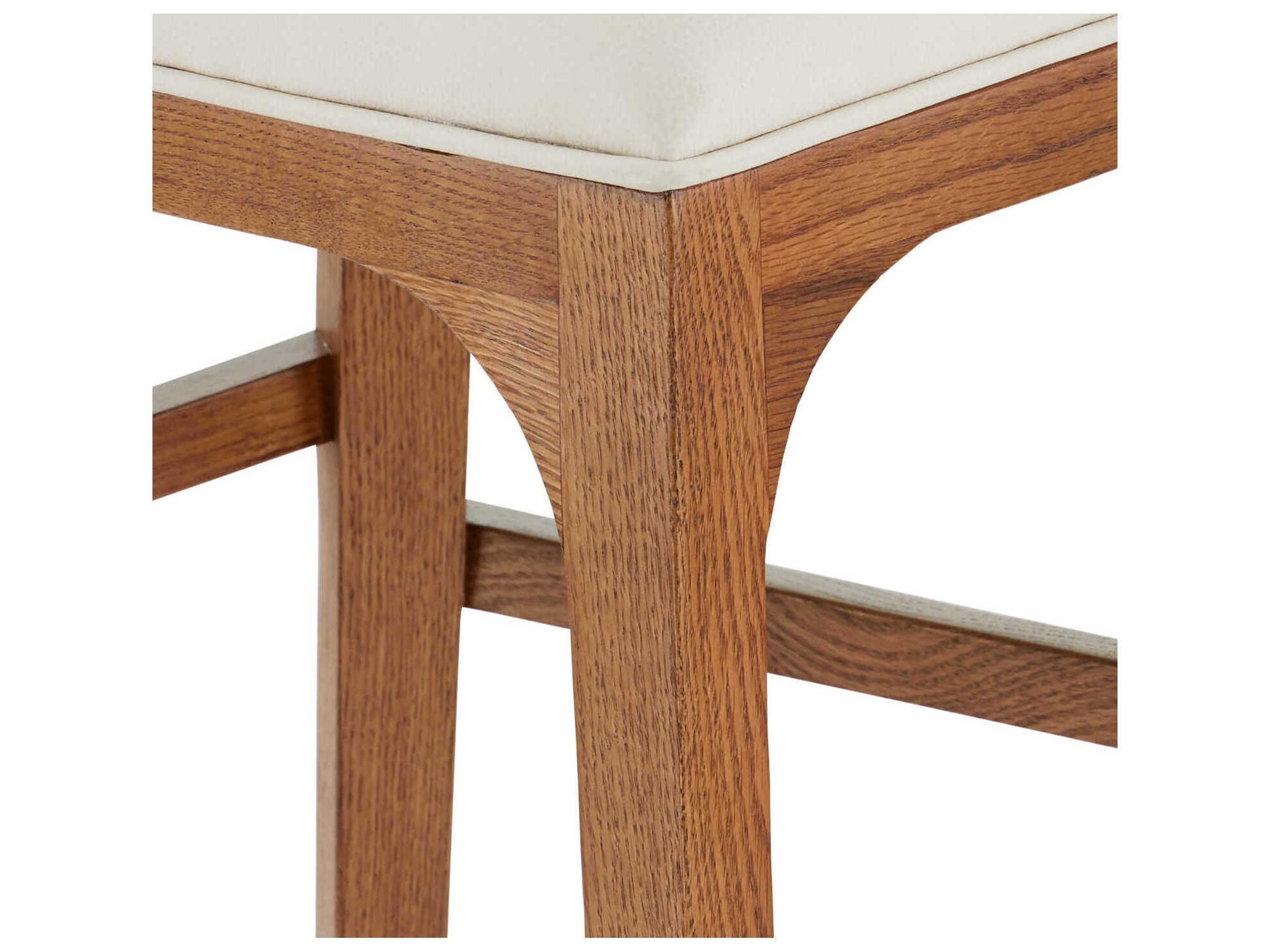 Currey & Company Inga Upholstered Oak Wood Morel Brown Brushed Brass Bar Stool