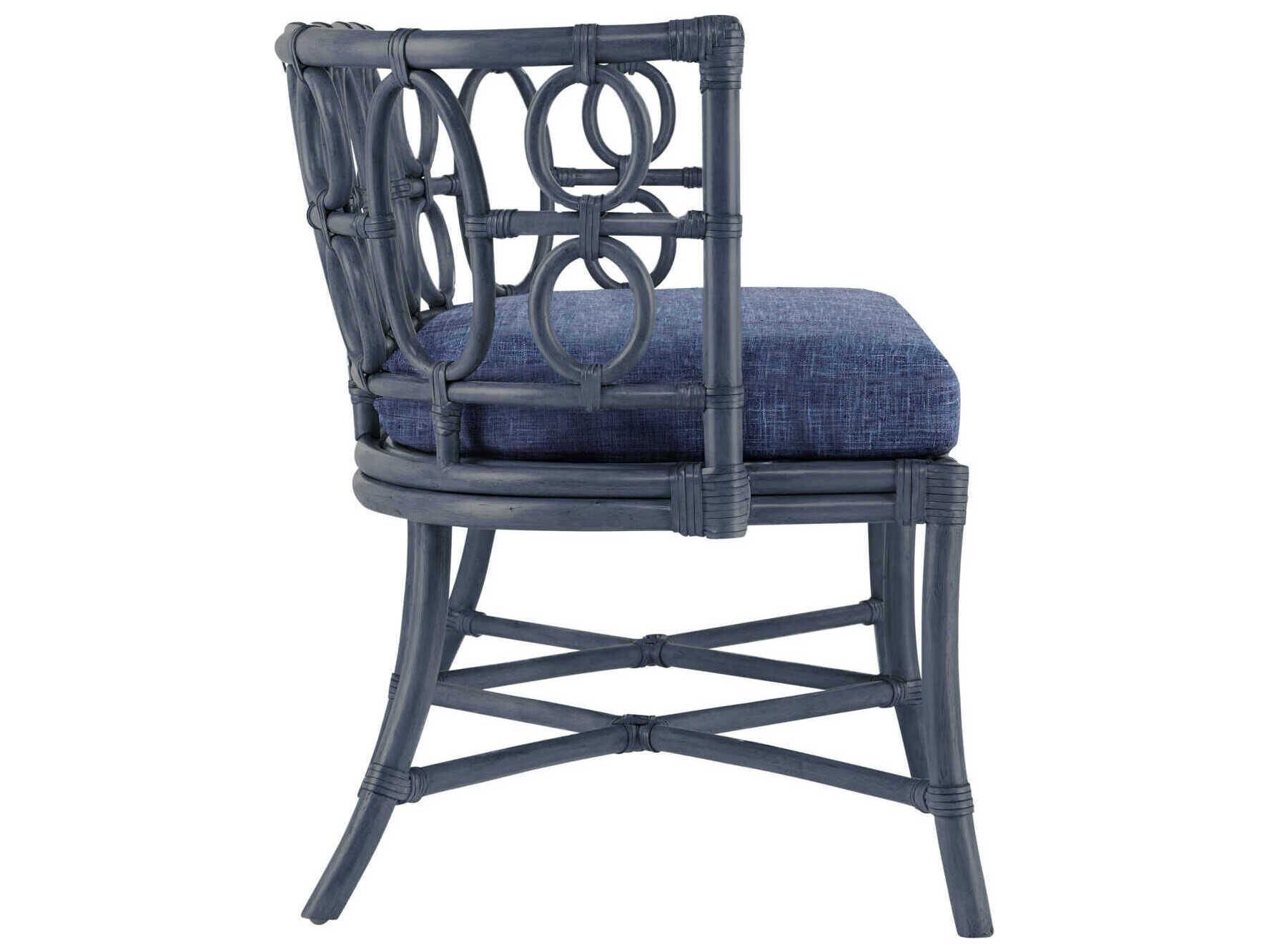 Currey & Company Tegal Vintage Navy Finn Indigo Blue Upholstered Accent Bench