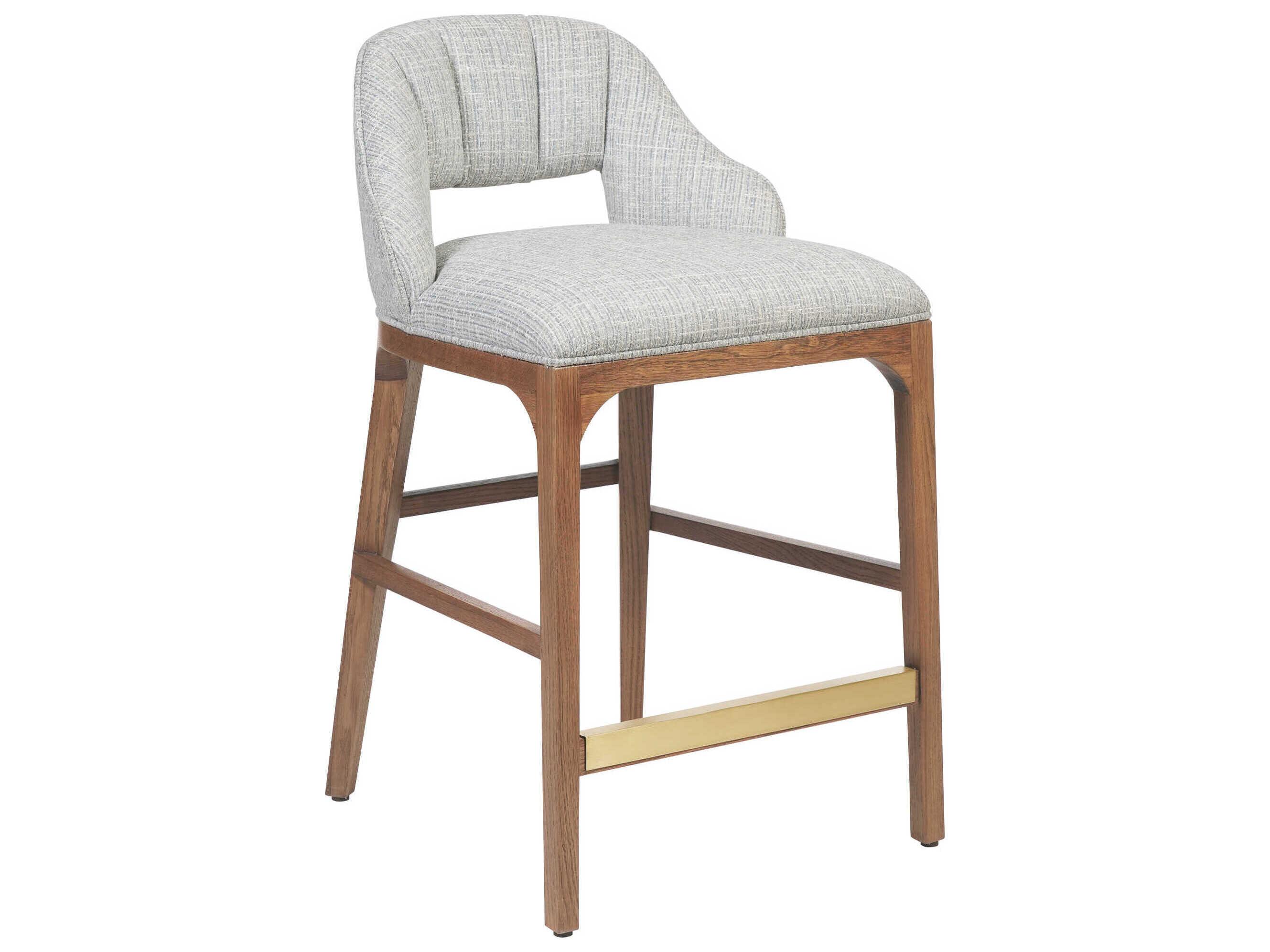 Currey & Company Inga Upholstered Oak Wood Counter Stool