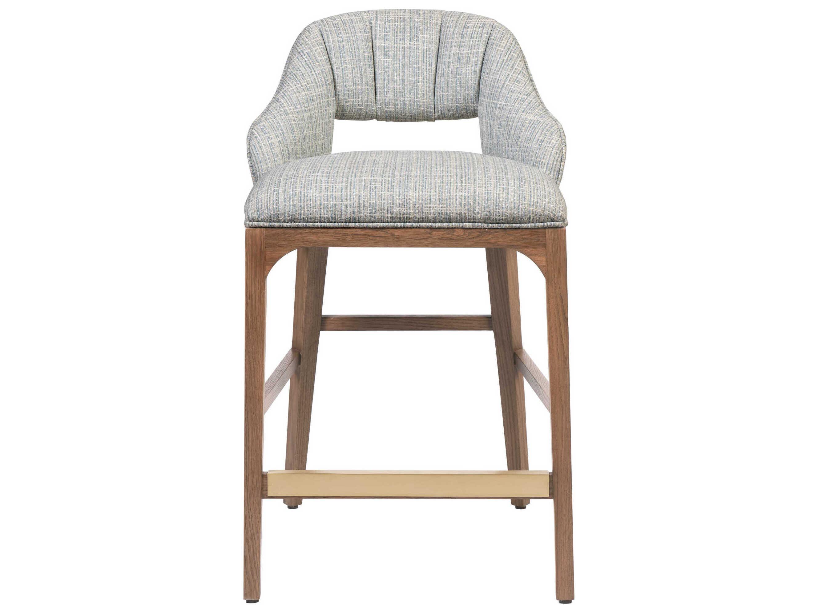 Currey & Company Inga Upholstered Oak Wood Counter Stool