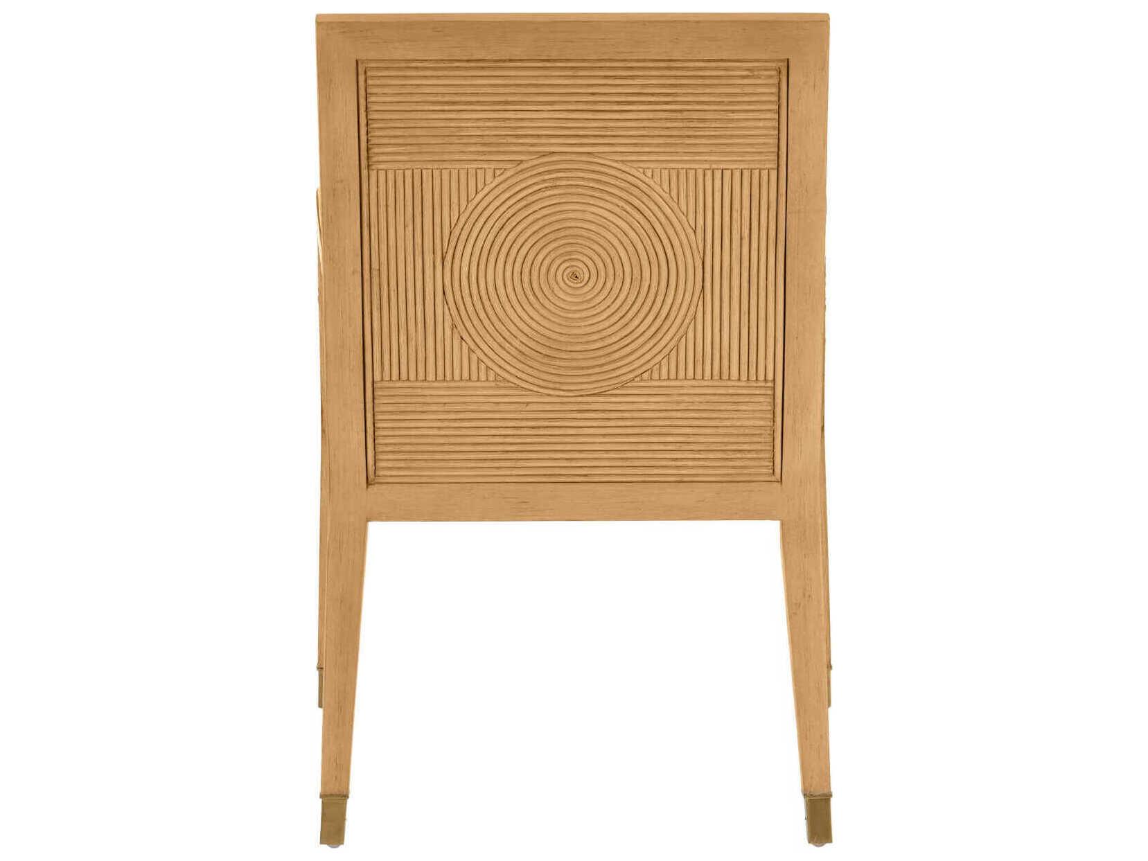 Currey & Company Santos Mahogany Wood Brown Upholstered Arm Dining Chair