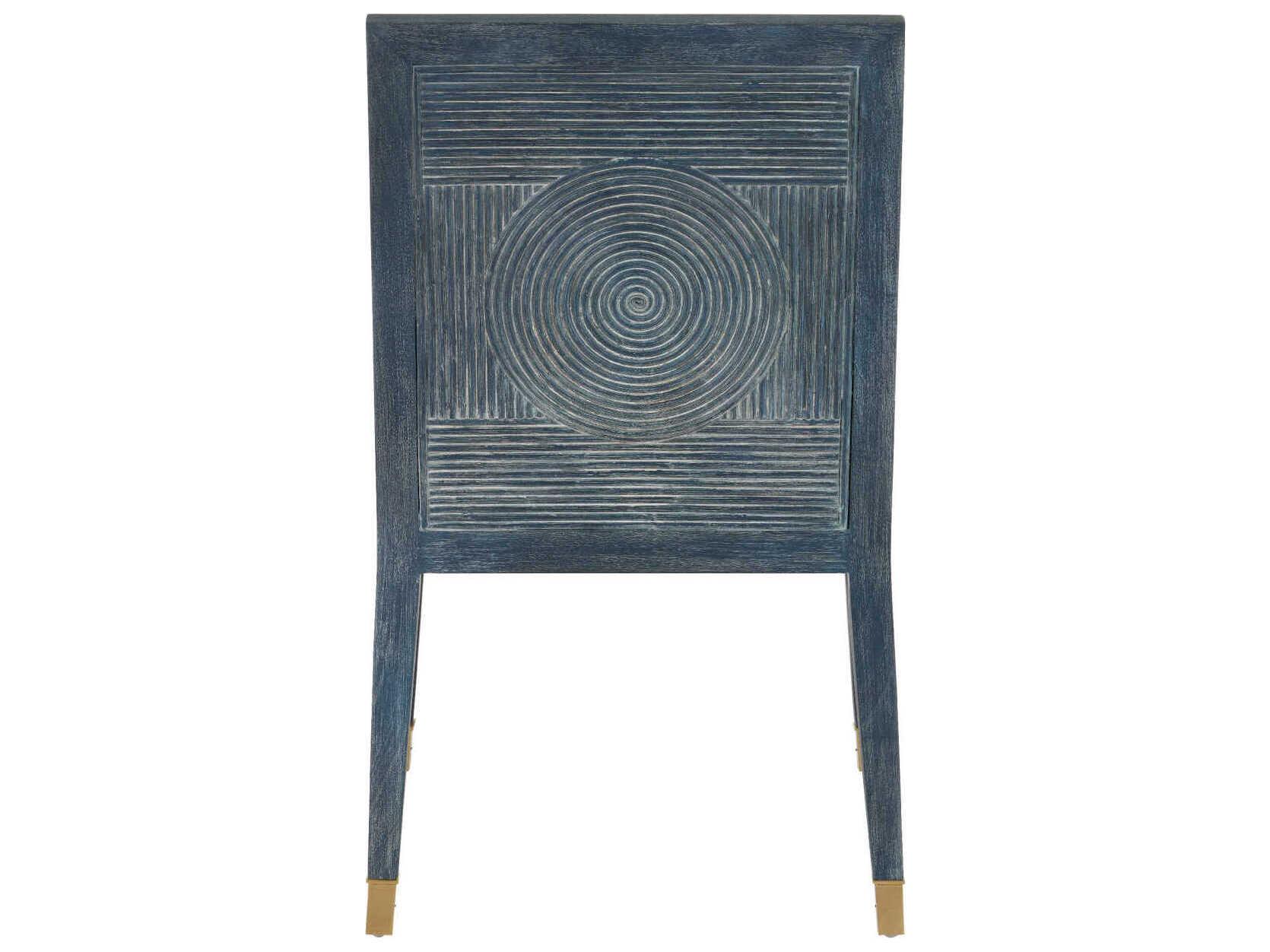 Currey & Company Santos Mahogany Wood Blue Upholstered Side Dining Chair