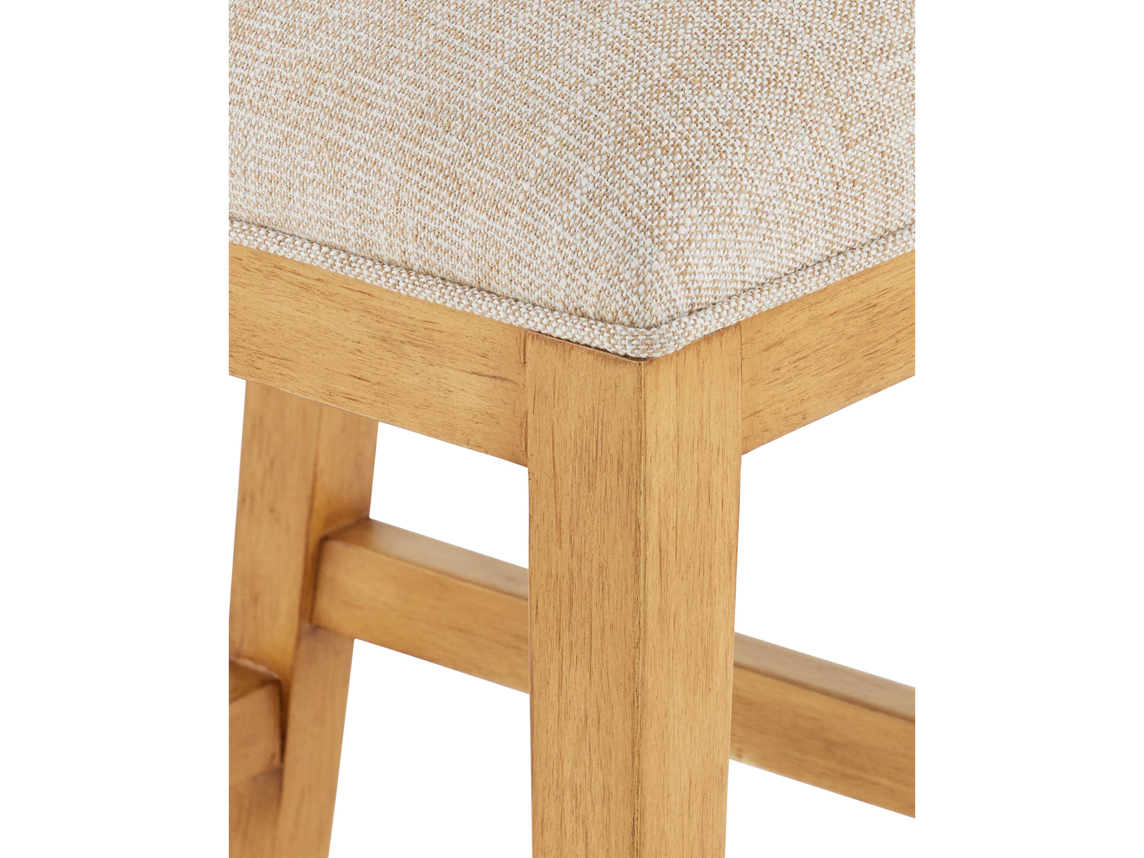 Currey & Company Santos Sea Sand Uv Liller Malt Satin Brass Upholstered Mahogany Wood Counter Stool
