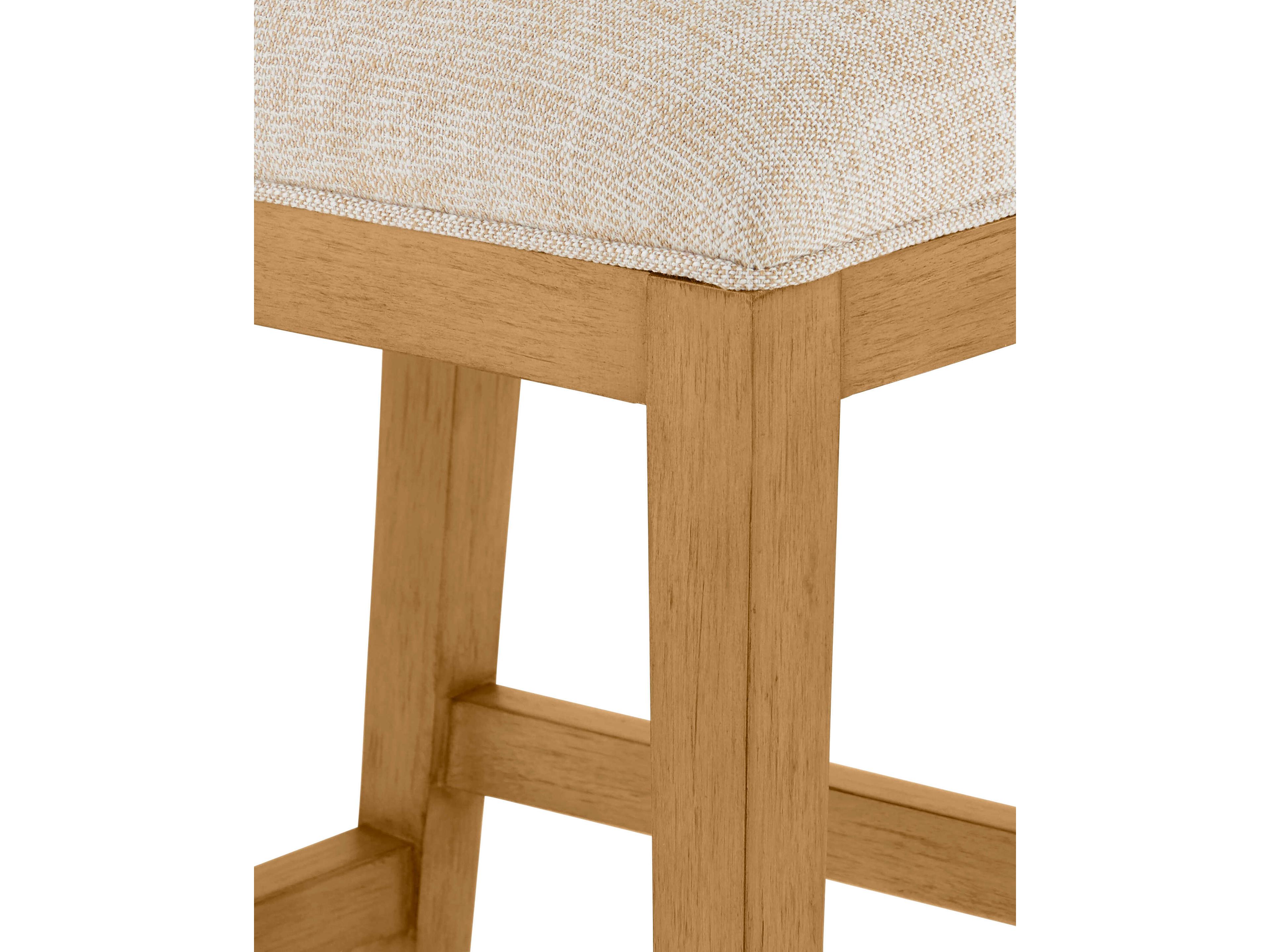 Currey & Company Santos Sea Sand Uv Liller Malt Satin Brass Upholstered Mahogany Wood Bar Stool