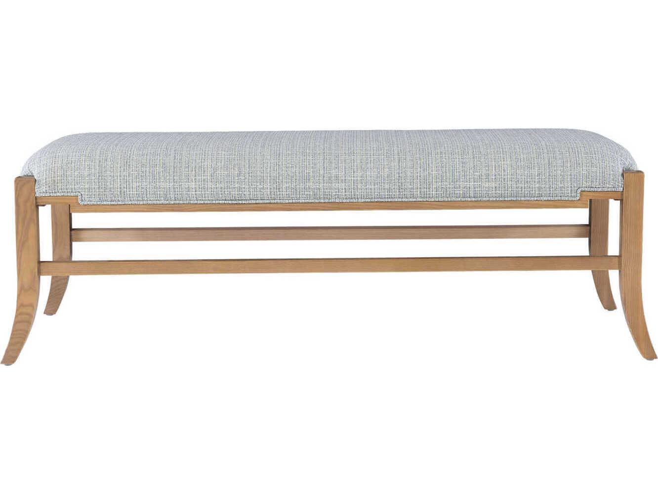 Currey & Company Melanie 58" Blonde Ash Wood Brown Upholstered Accent Bench