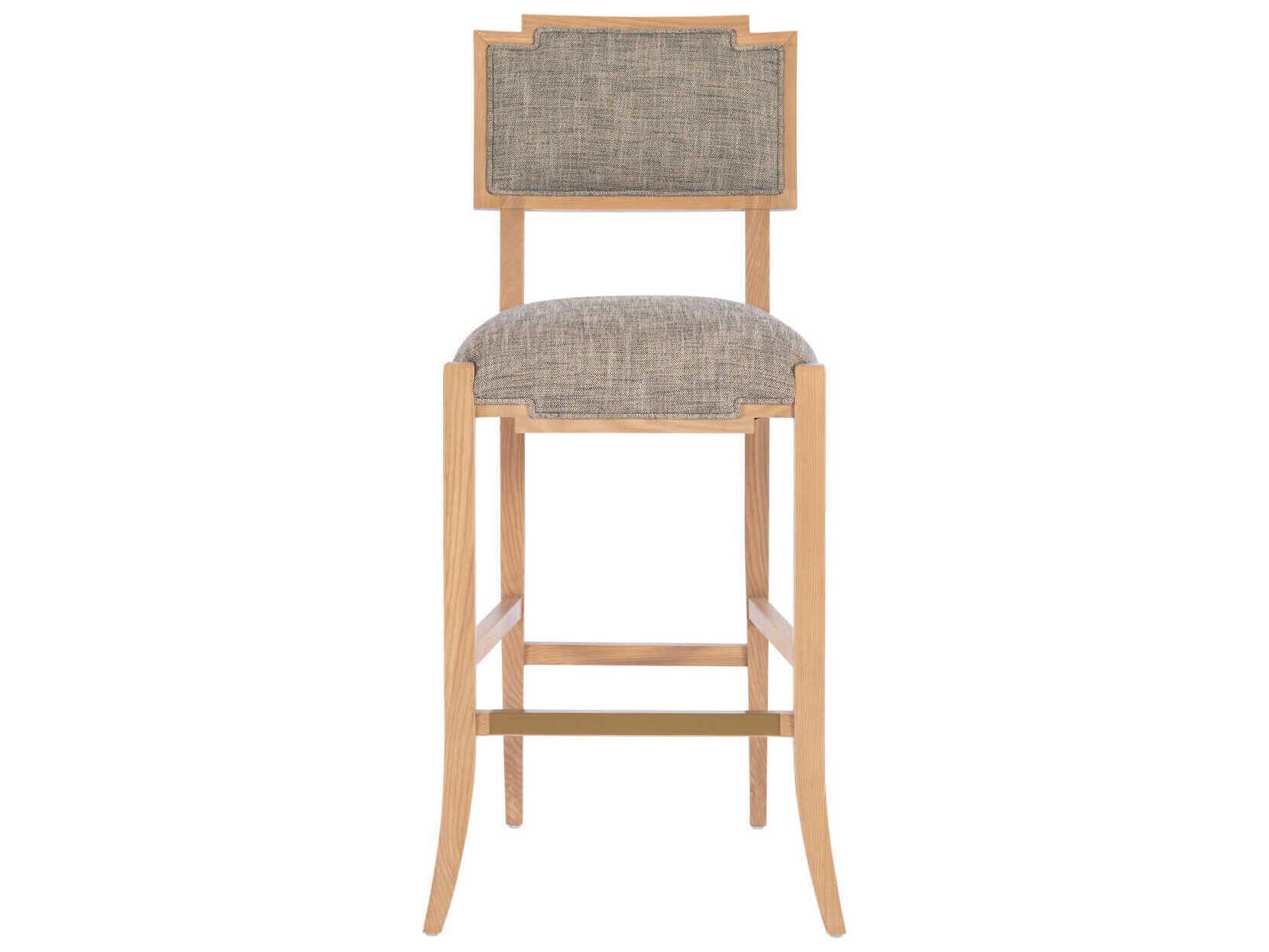 Currey & Company Melanie Blonde Ash Wood Brass Upholstered Bar Stool