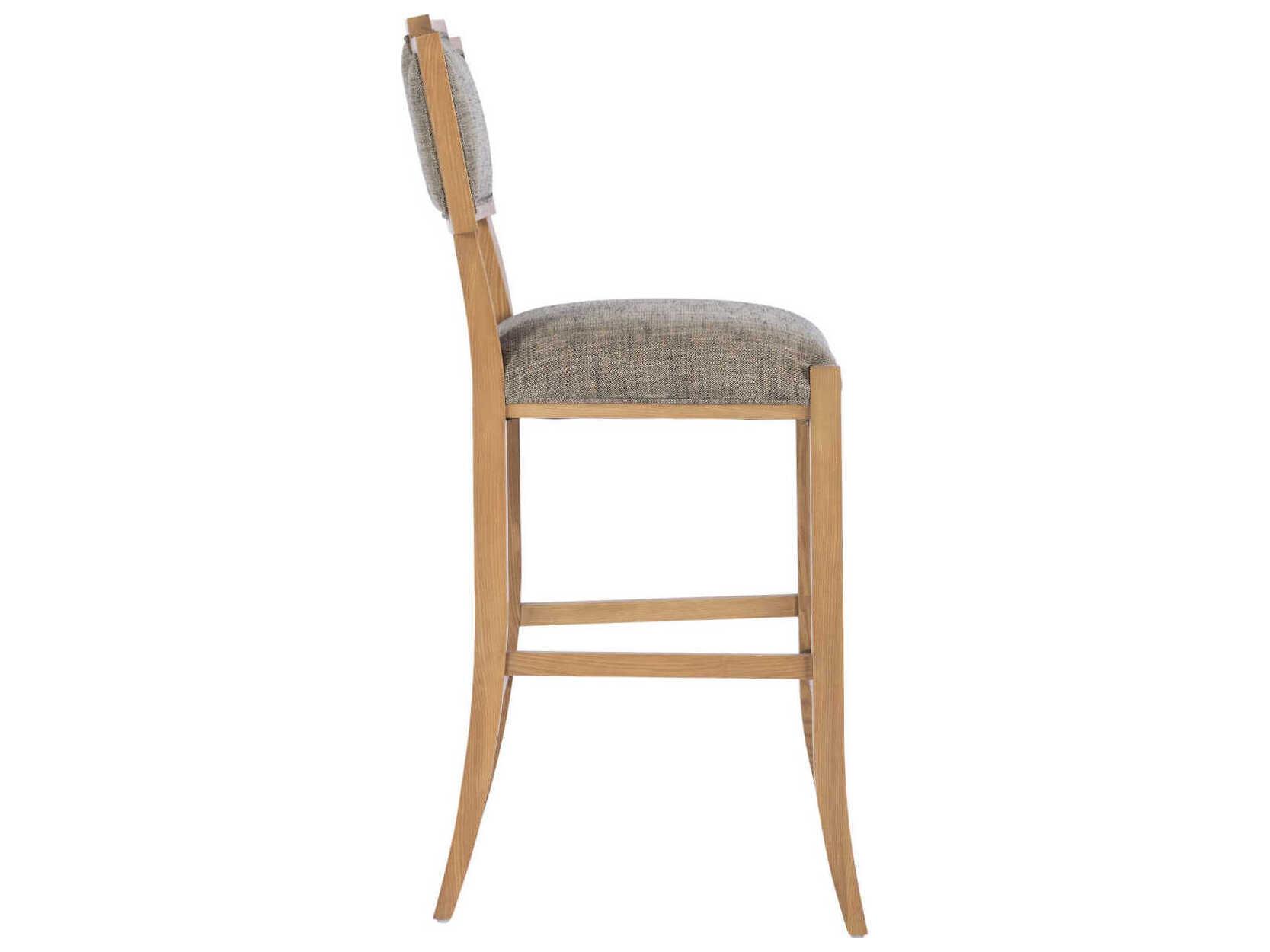 Currey & Company Melanie Blonde Ash Wood Brass Upholstered Bar Stool