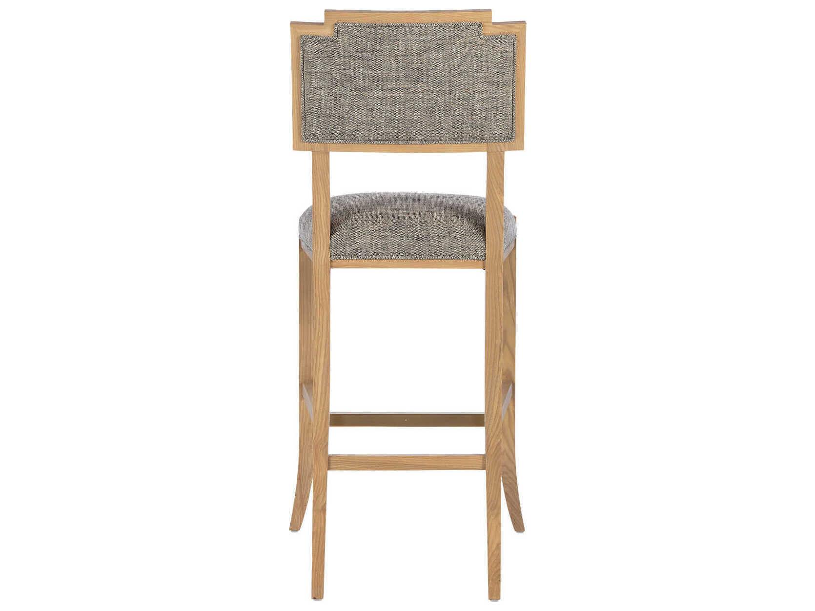 Currey & Company Melanie Blonde Ash Wood Brass Upholstered Bar Stool
