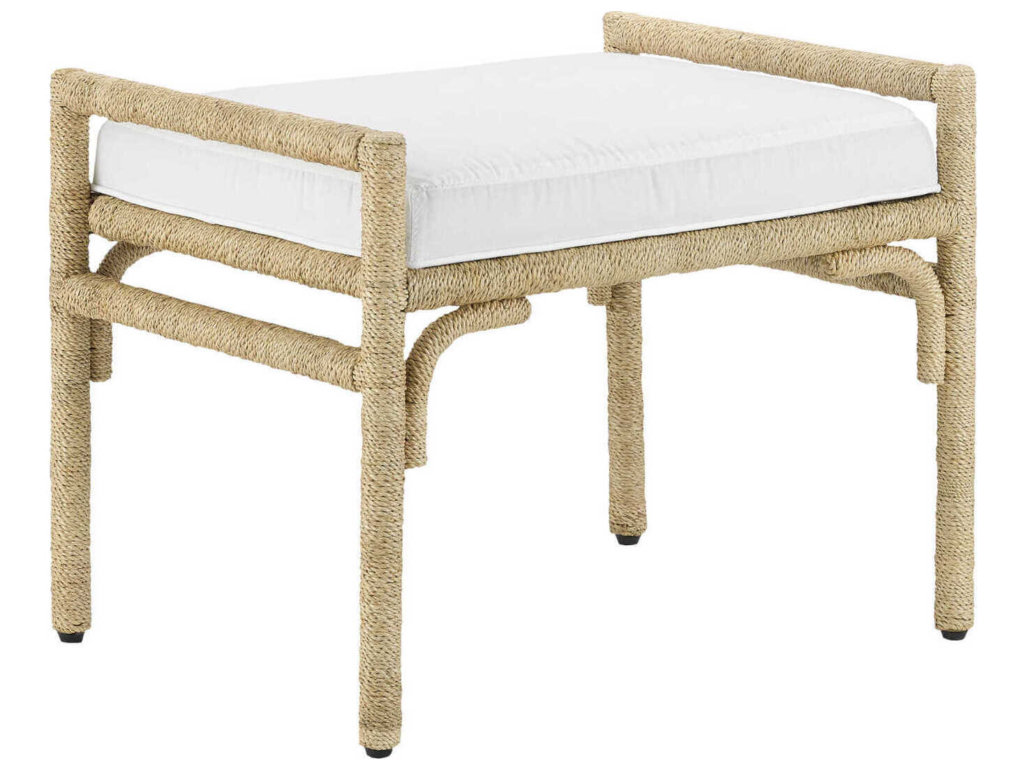 Currey & Company Olisa Natural Brown Upholstered Ottoman