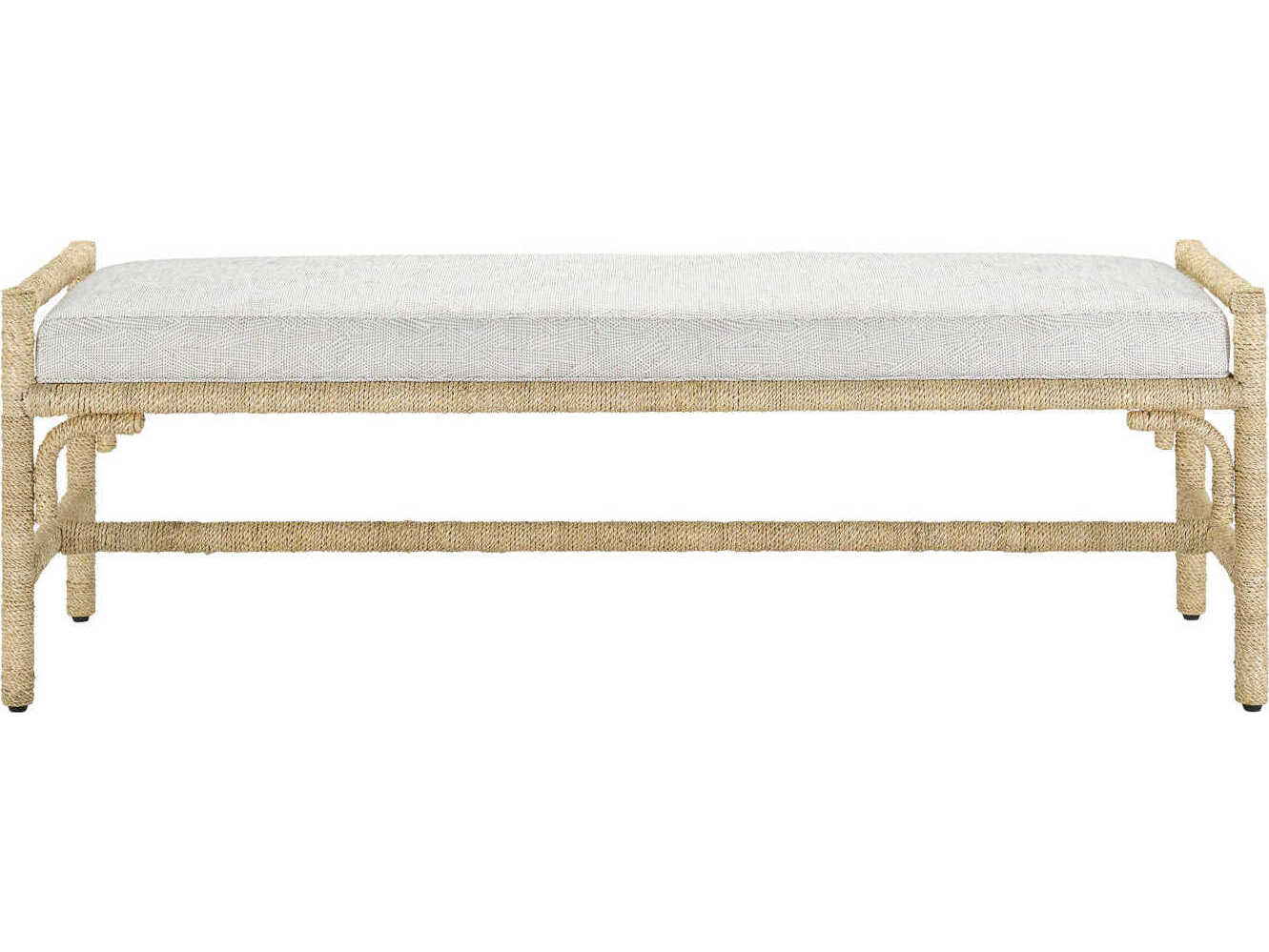 Currey & Company Olisa Natural Brown Upholstered Accent Bench