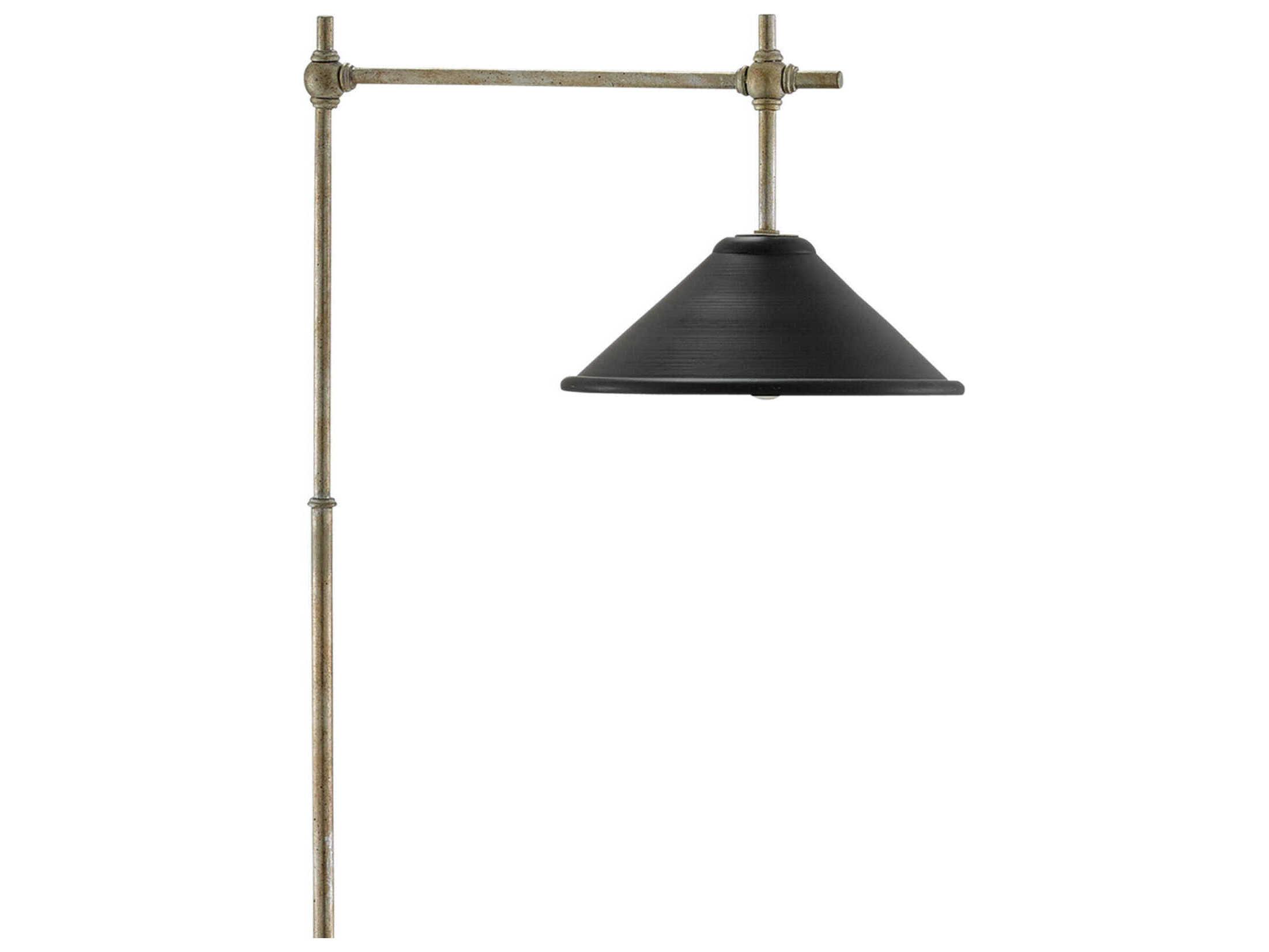 Currey & Company Dao Edison Bulb Silver Granello Satin Black Floor Lamp