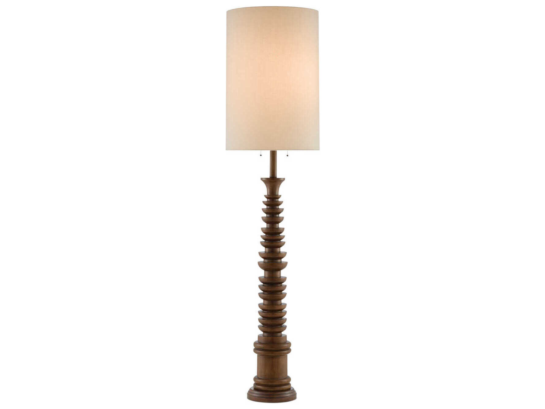 Currey & Company Malayan Natural Light Eggshell Linen Brown Floor Lamp