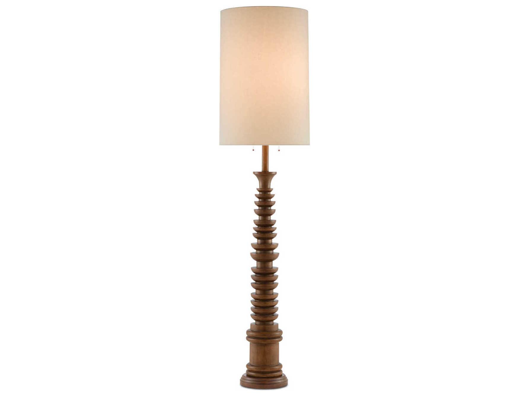 Currey & Company Malayan Natural Light Eggshell Linen Brown Floor Lamp