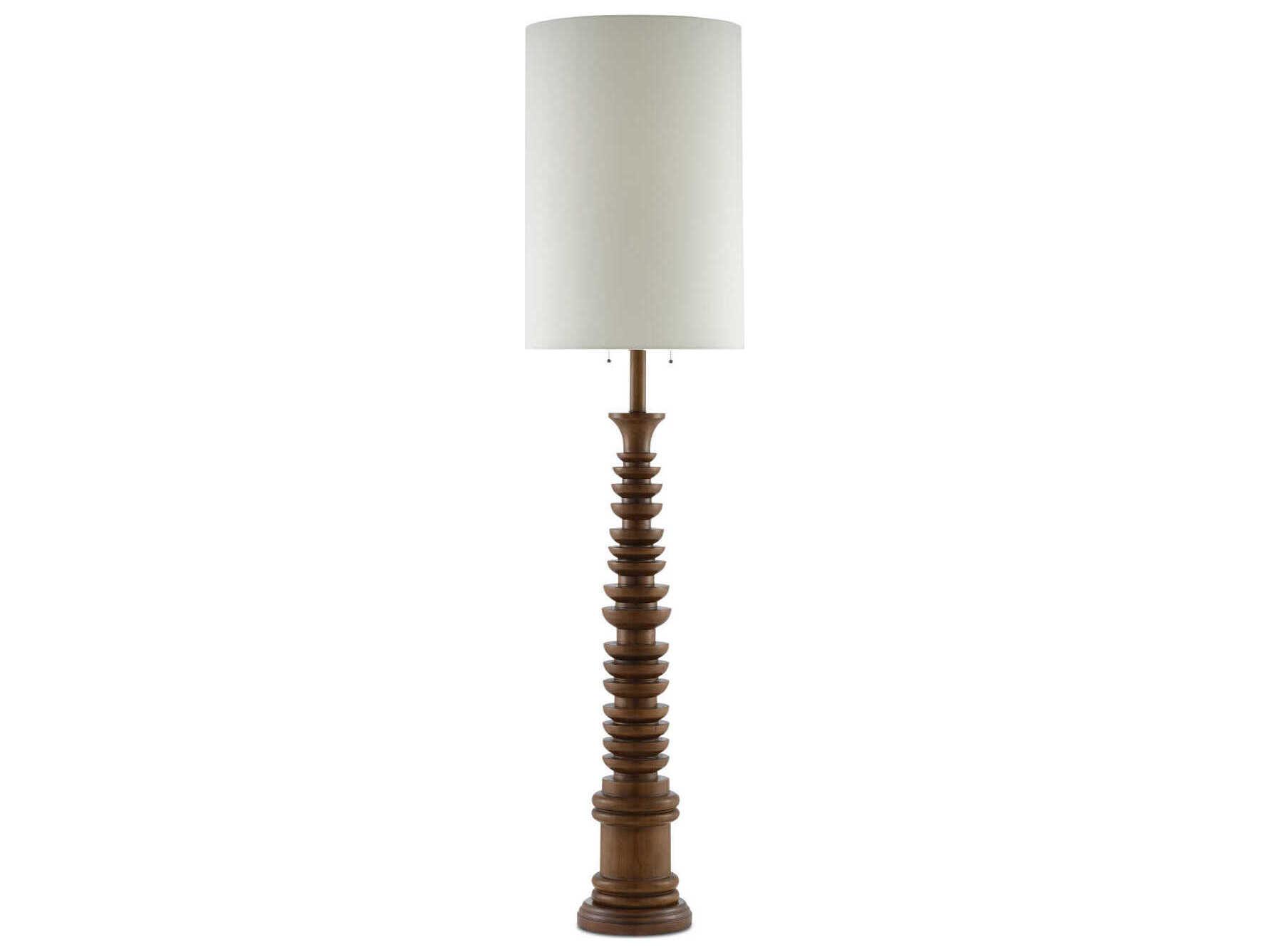 Currey & Company Malayan Natural Light Eggshell Linen Brown Floor Lamp