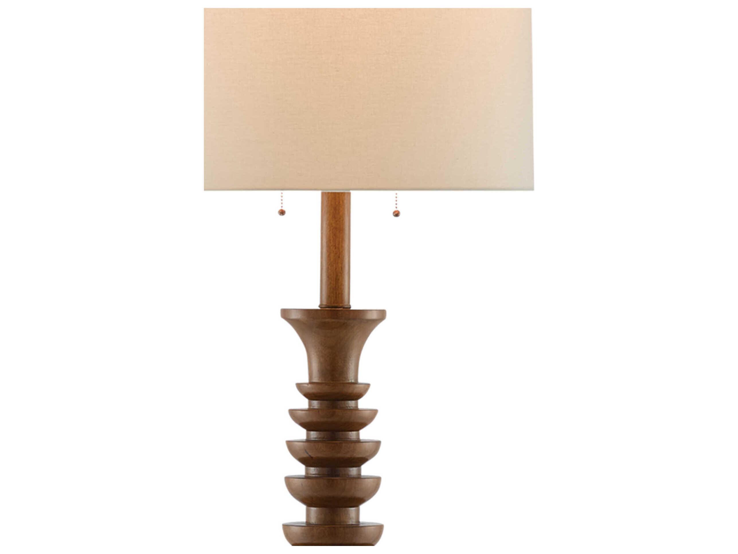 Currey & Company Malayan Natural Light Eggshell Linen Brown Floor Lamp