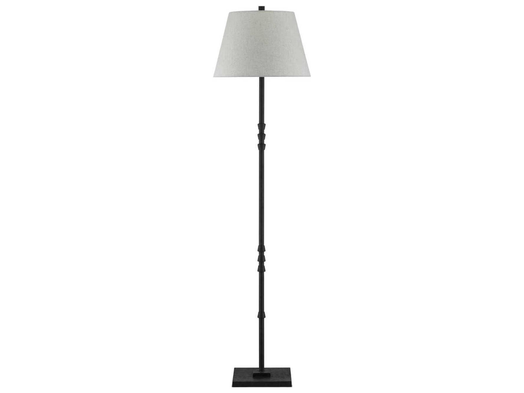 Currey & Company Lohn Mole Black Beige Poplin Floor Lamp