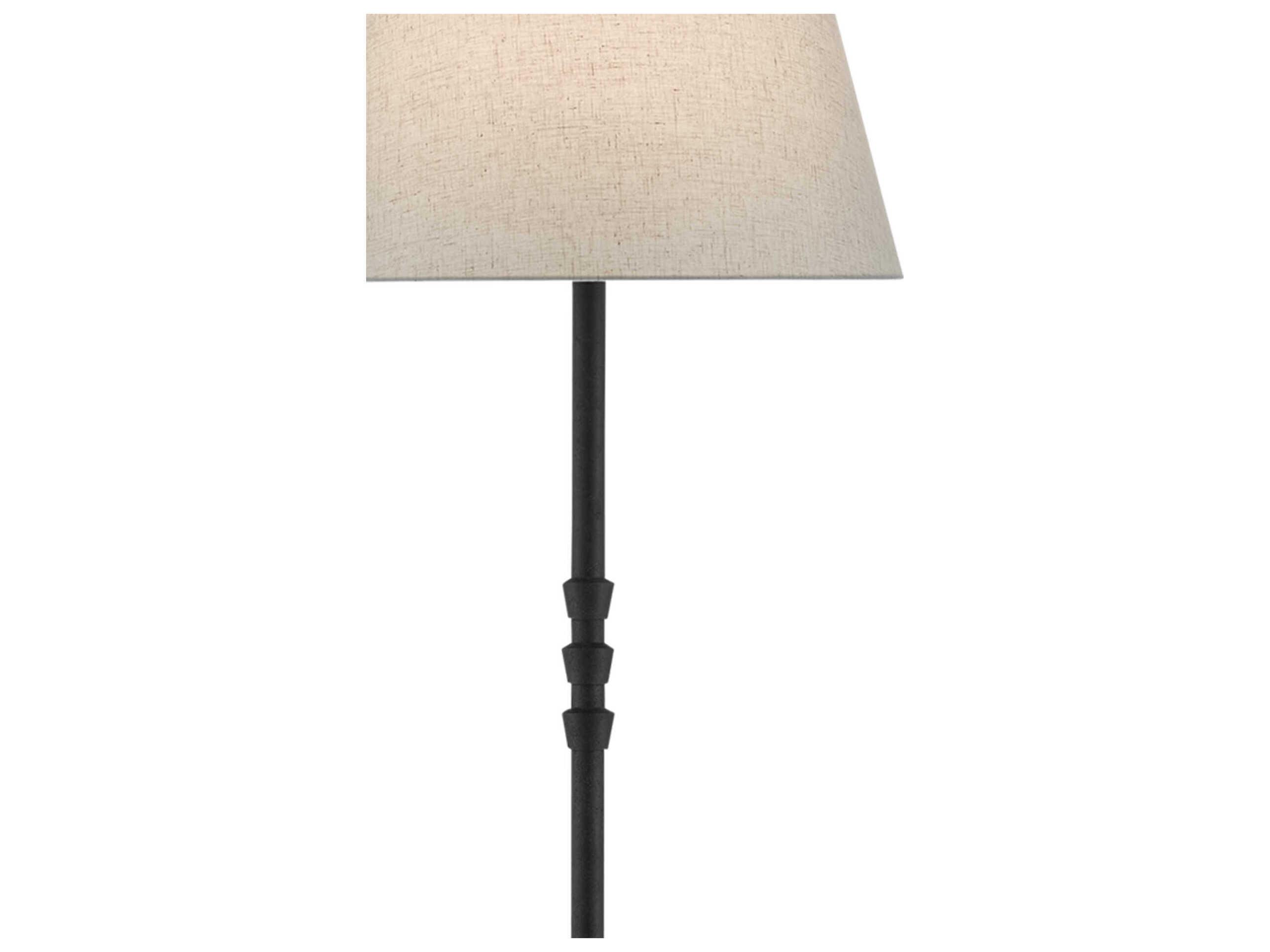 Currey & Company Lohn Mole Black Beige Poplin Floor Lamp
