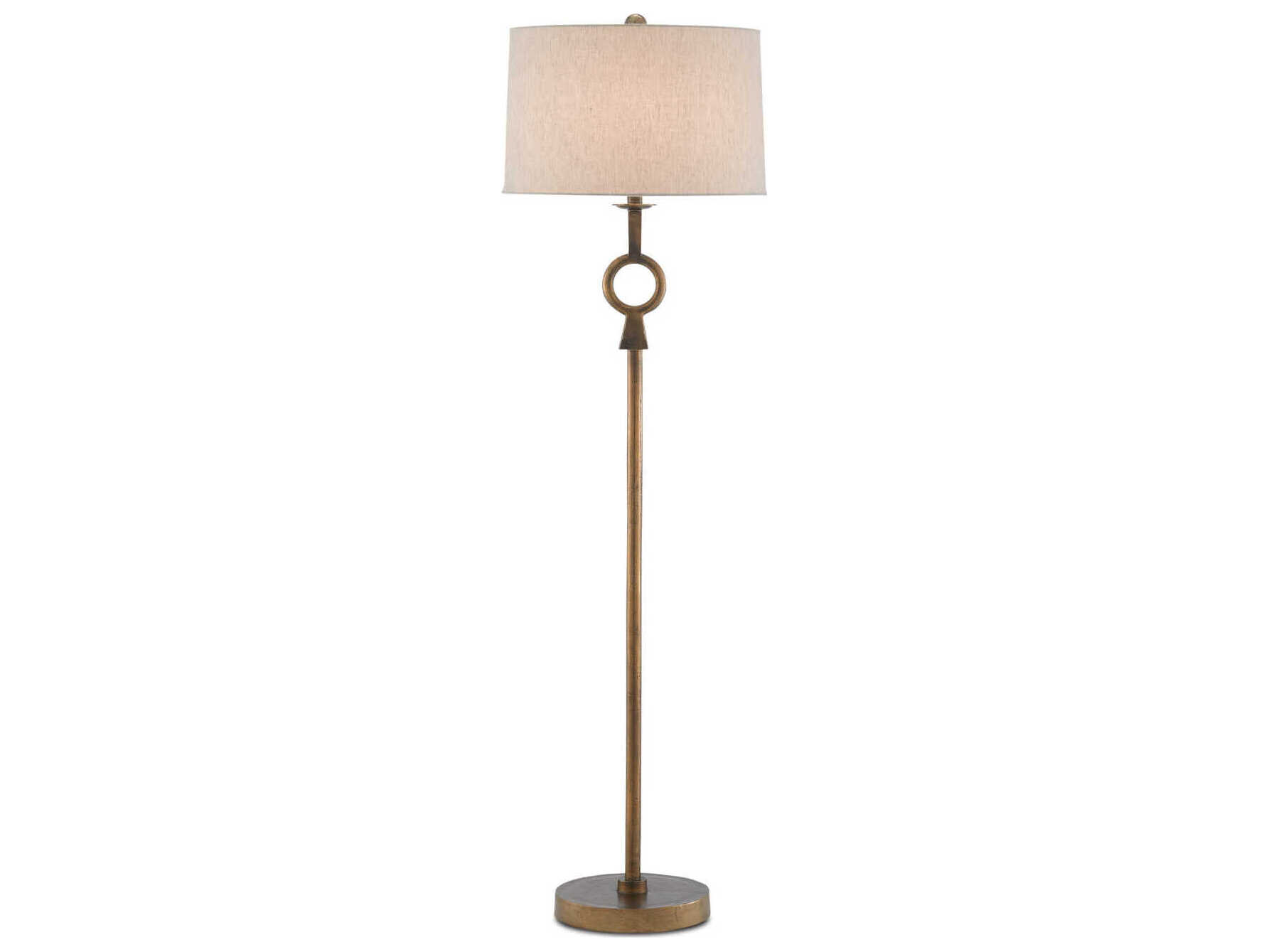 Currey & Company Germaine Antique Brass Natural Flax Floor Lamp