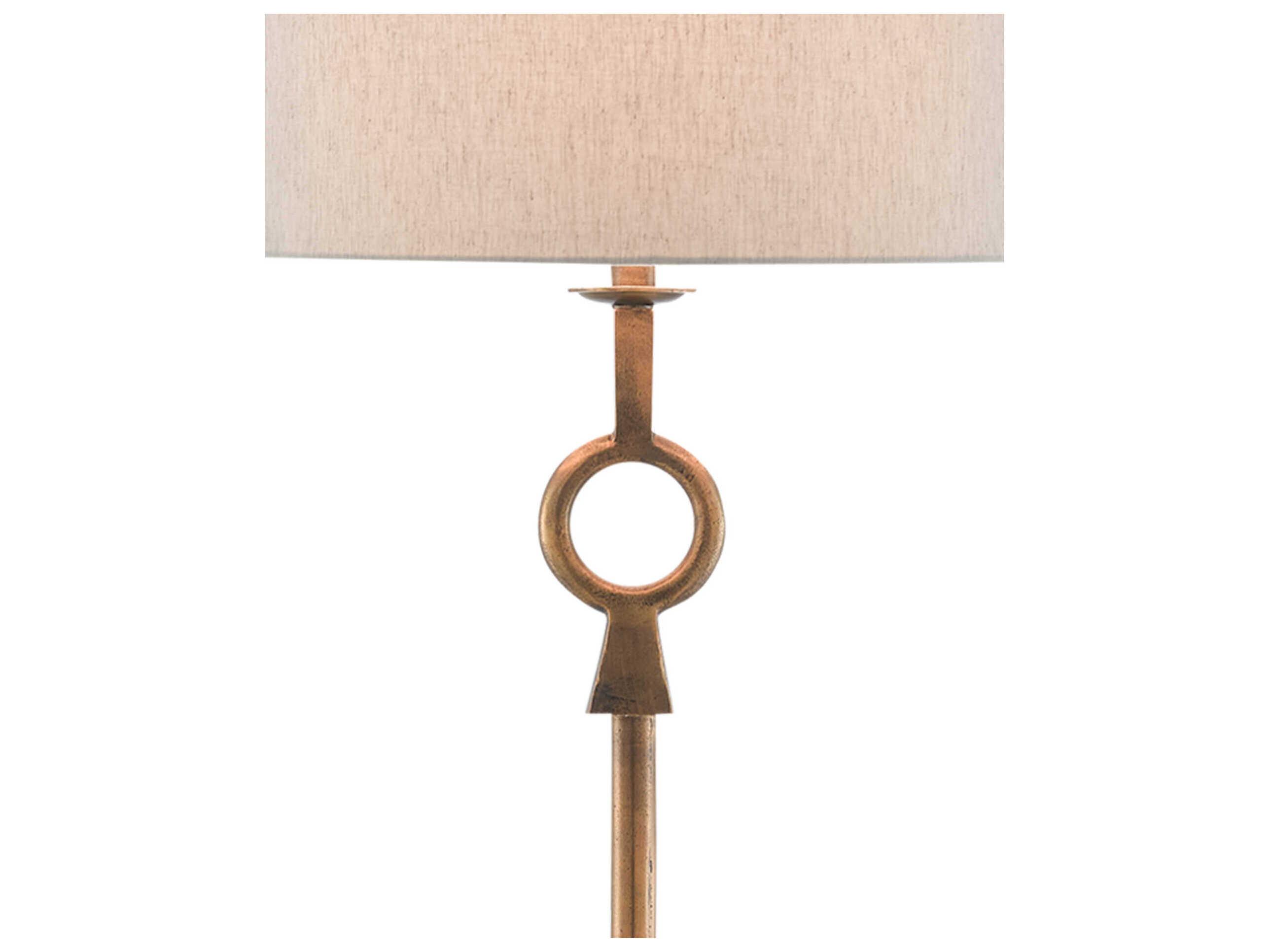 Currey & Company Germaine Antique Brass Natural Flax Floor Lamp