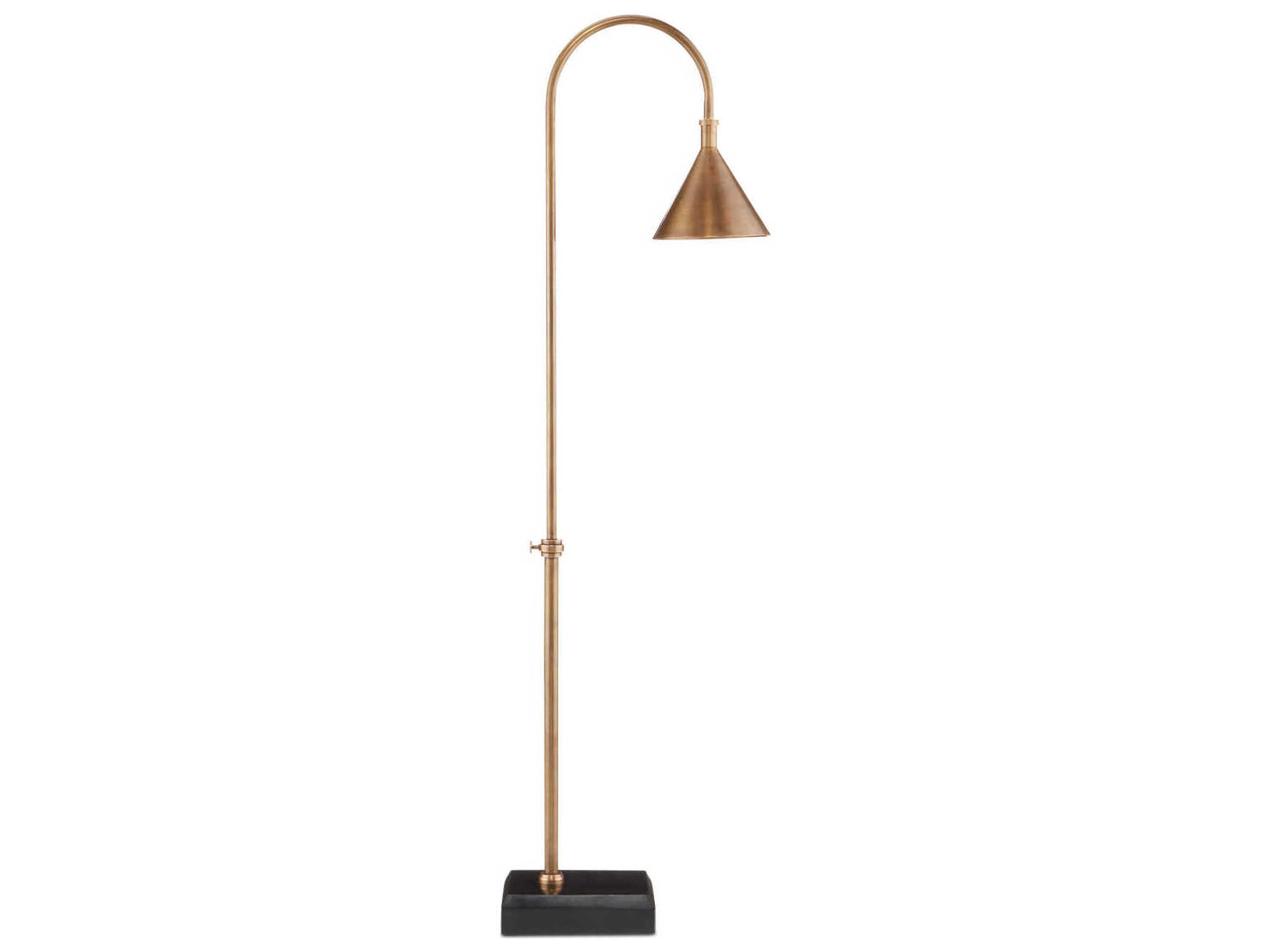 Currey & Company Vision Vintage Brass Black Floor Lamp