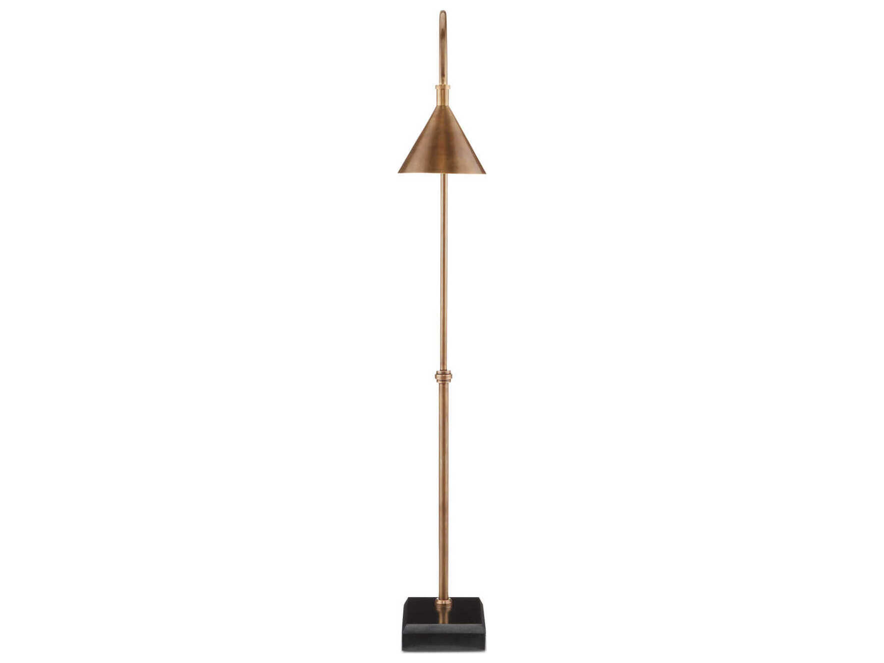 Currey & Company Vision Vintage Brass Black Floor Lamp