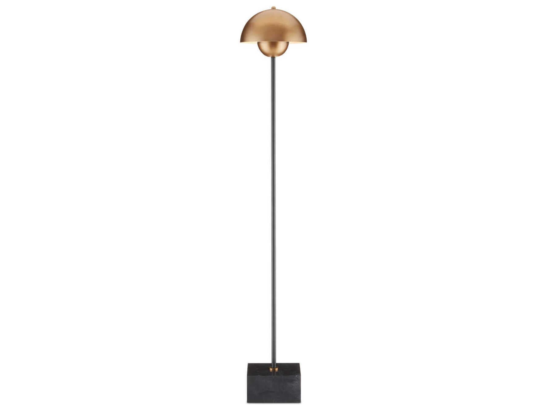 Currey & Company La Rue Brushed Brass Black Floor Lamp
