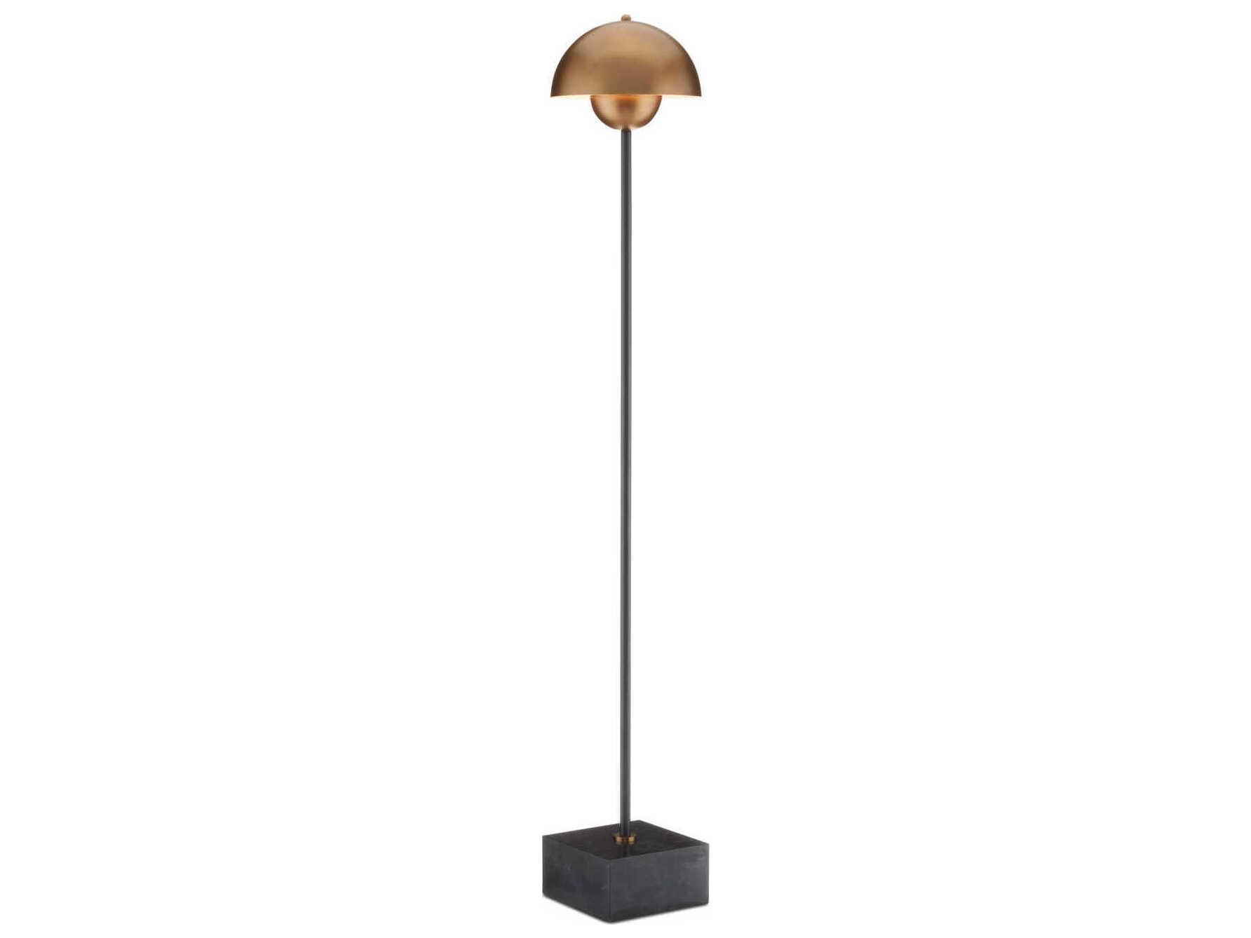 Currey & Company La Rue Brushed Brass Black Floor Lamp