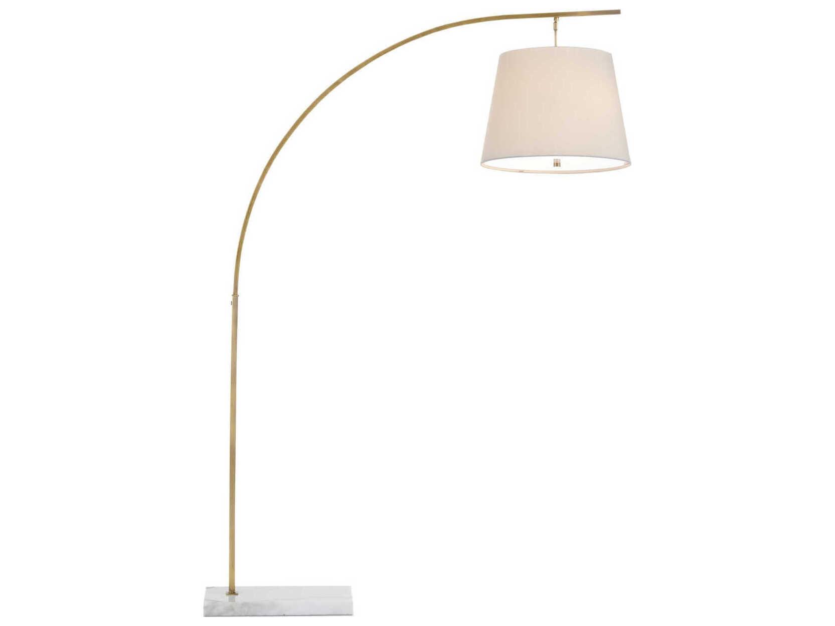 Currey & Company Cloister Antique Brass White Floor Lamp