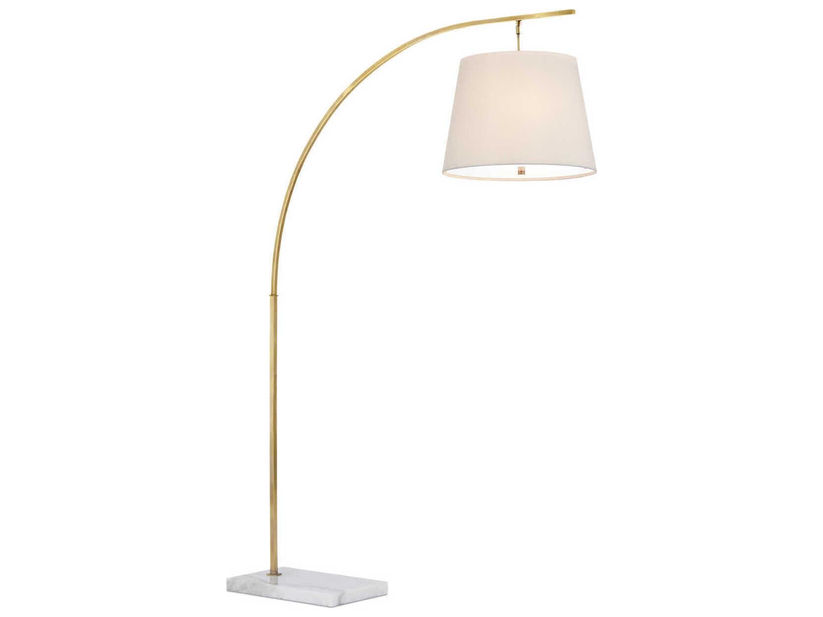 Currey & Company Cloister Antique Brass White Floor Lamp