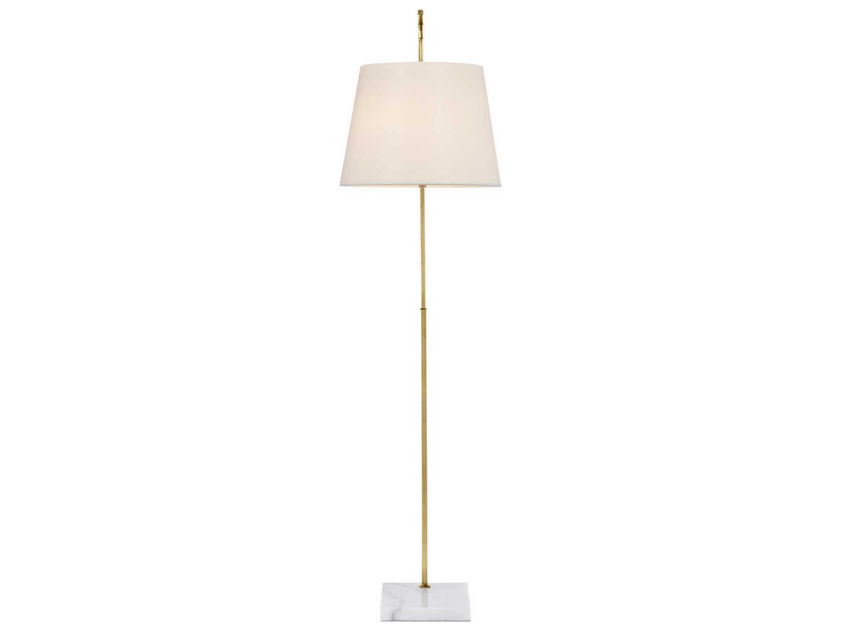 Currey & Company Cloister Antique Brass White Floor Lamp