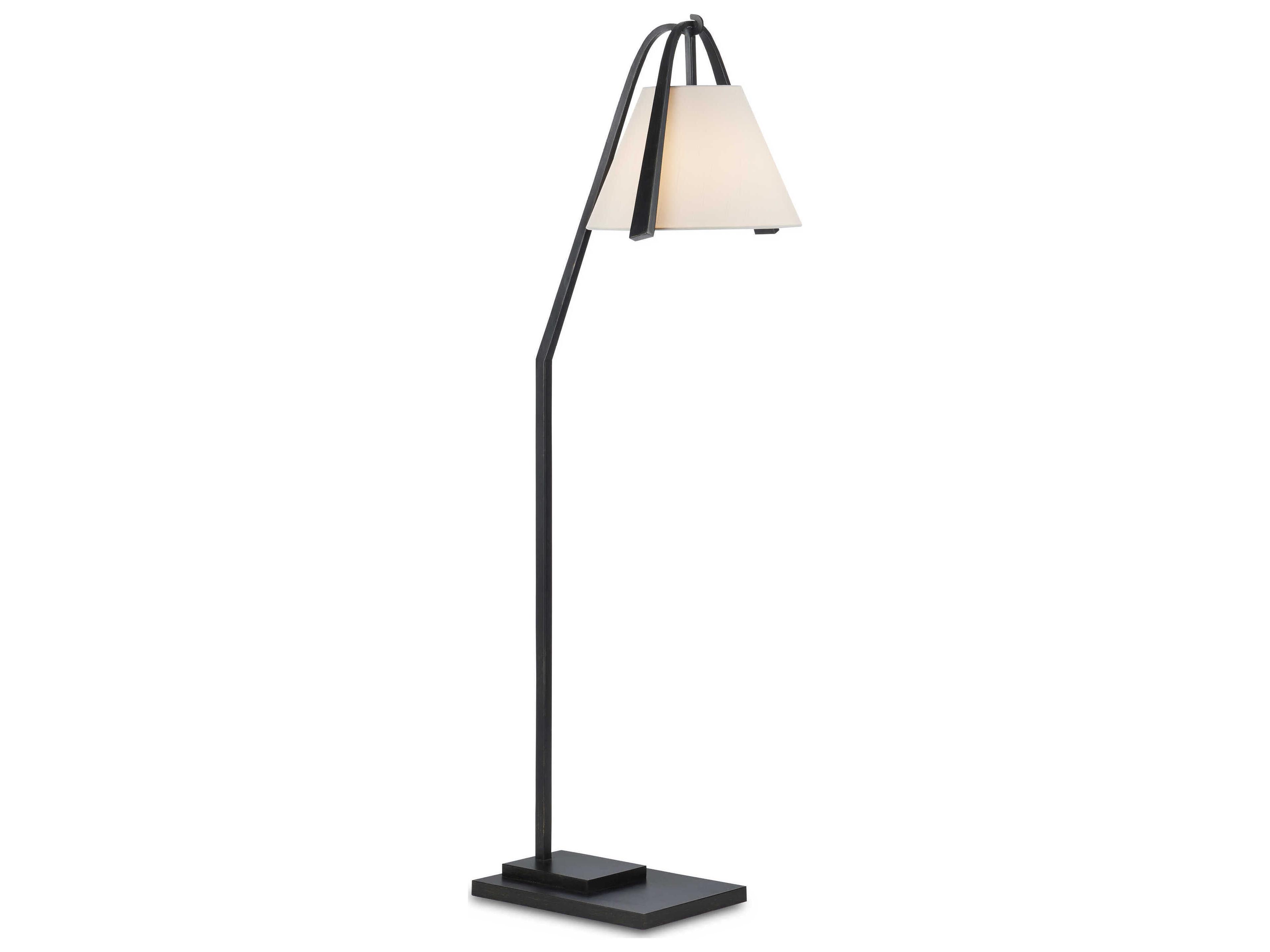 Currey & Company Frey 1-Light Satin Black brushed Brown Floor Lamp