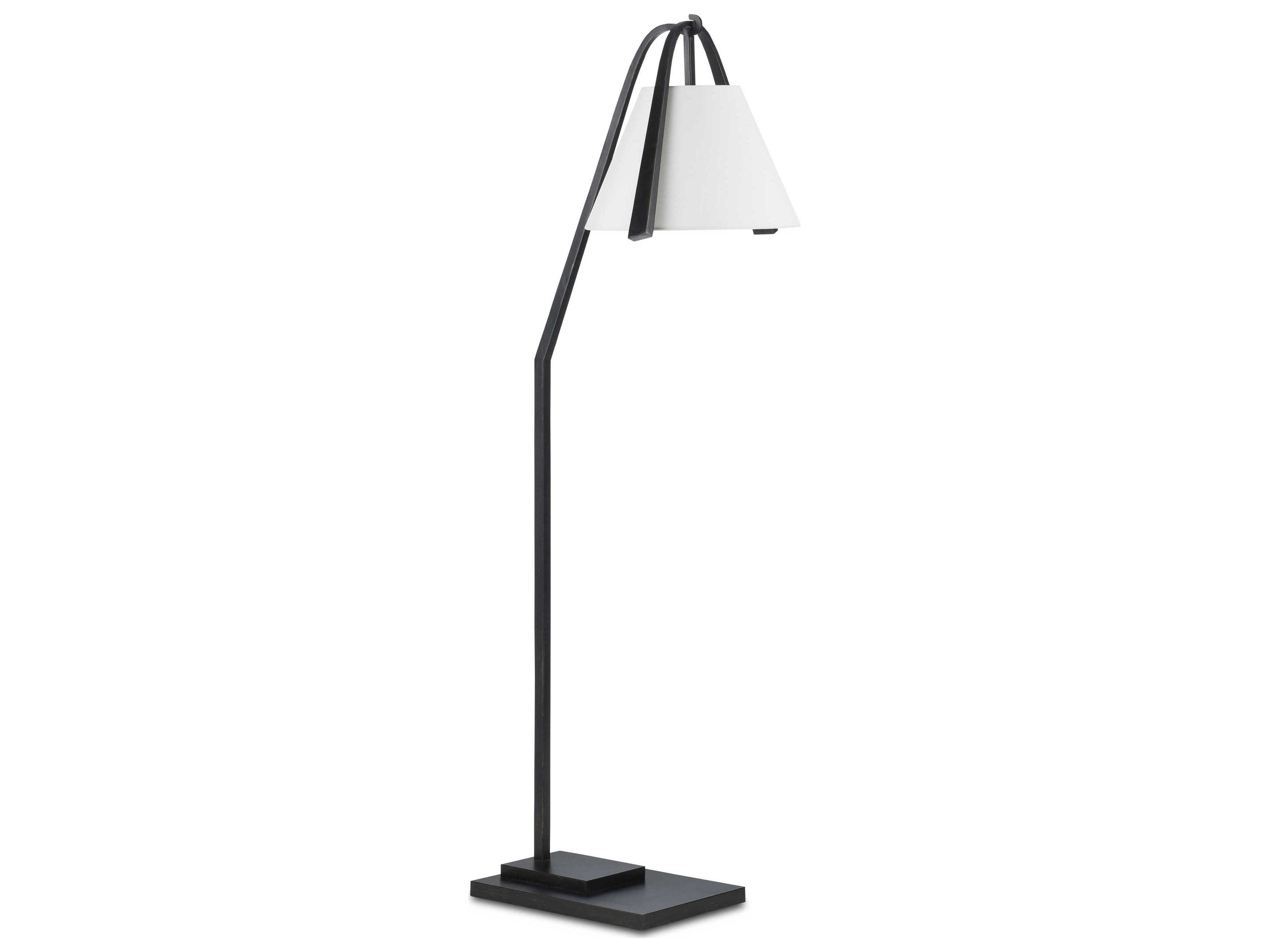 Currey & Company Frey 1-Light Satin Black brushed Brown Floor Lamp