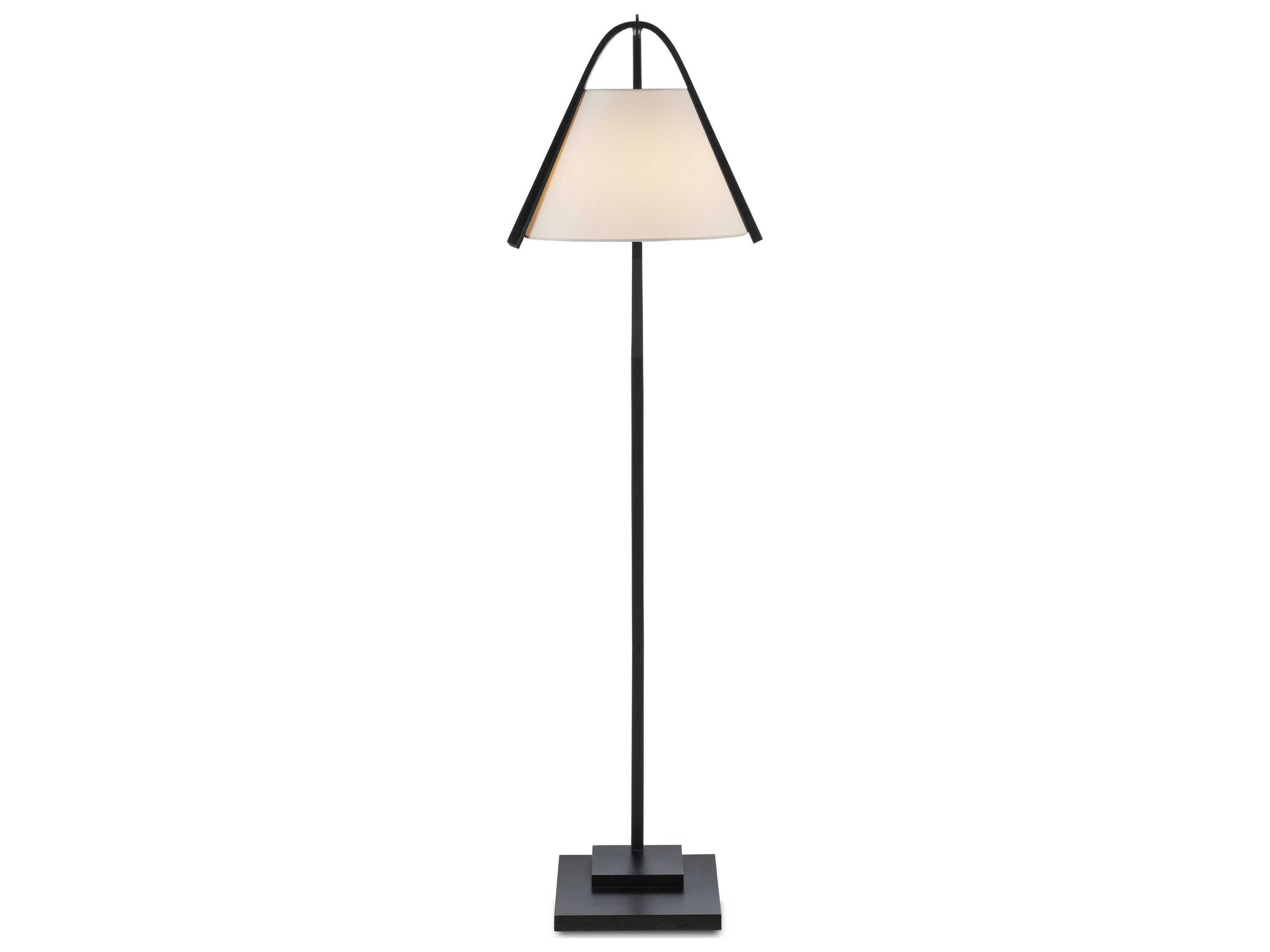 Currey & Company Frey 1-Light Satin Black brushed Brown Floor Lamp
