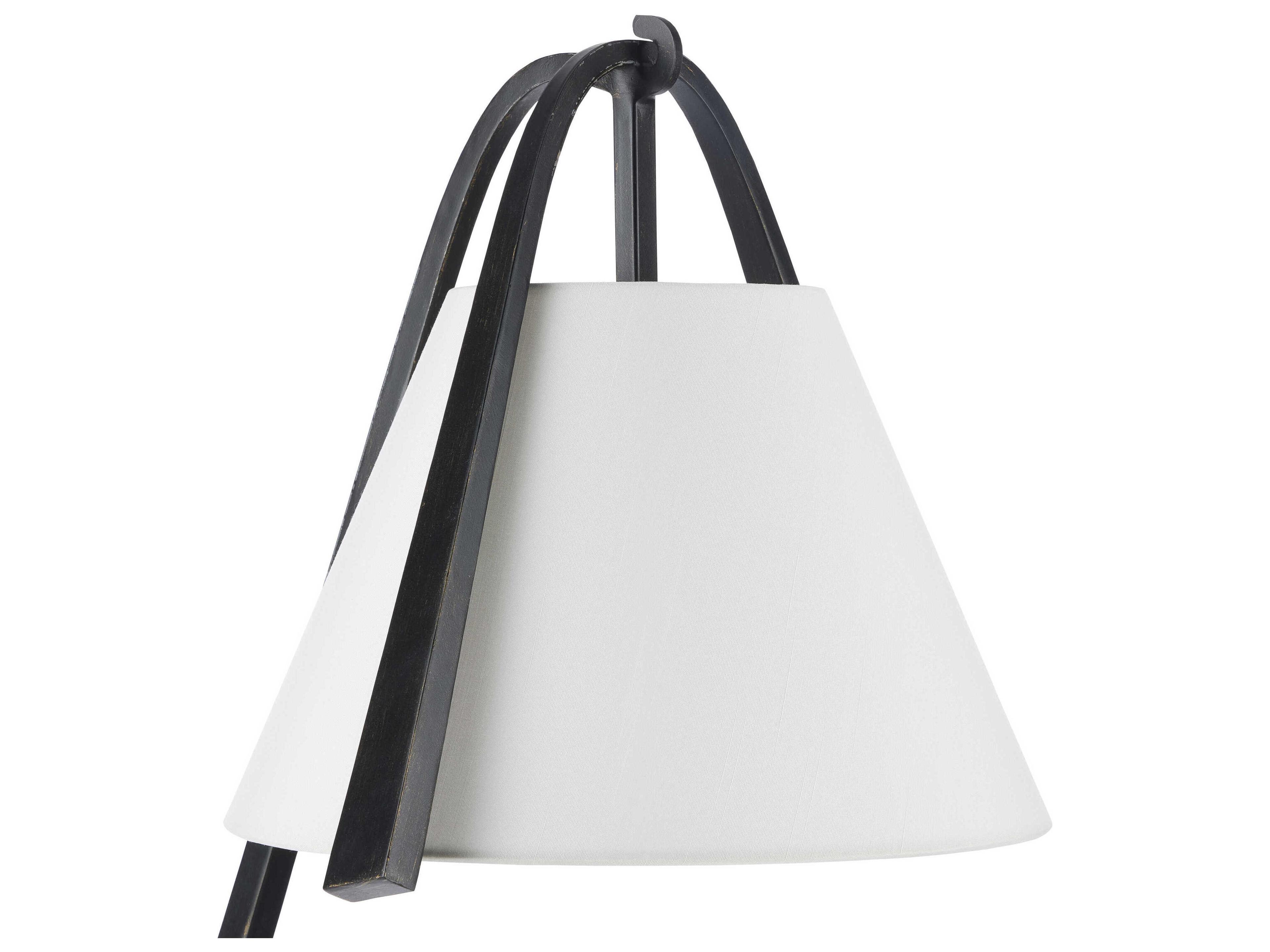 Currey & Company Frey 1-Light Satin Black brushed Brown Floor Lamp