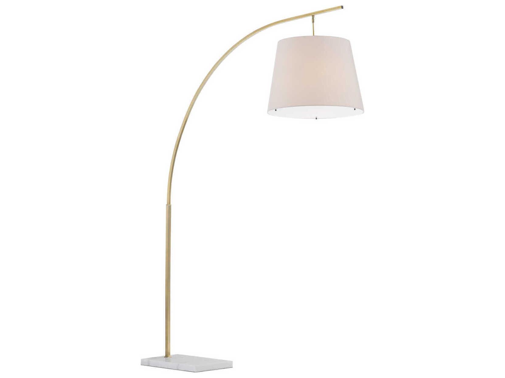 Currey & Company Cloister Antique Brass White Off Shantung Floor Lamp