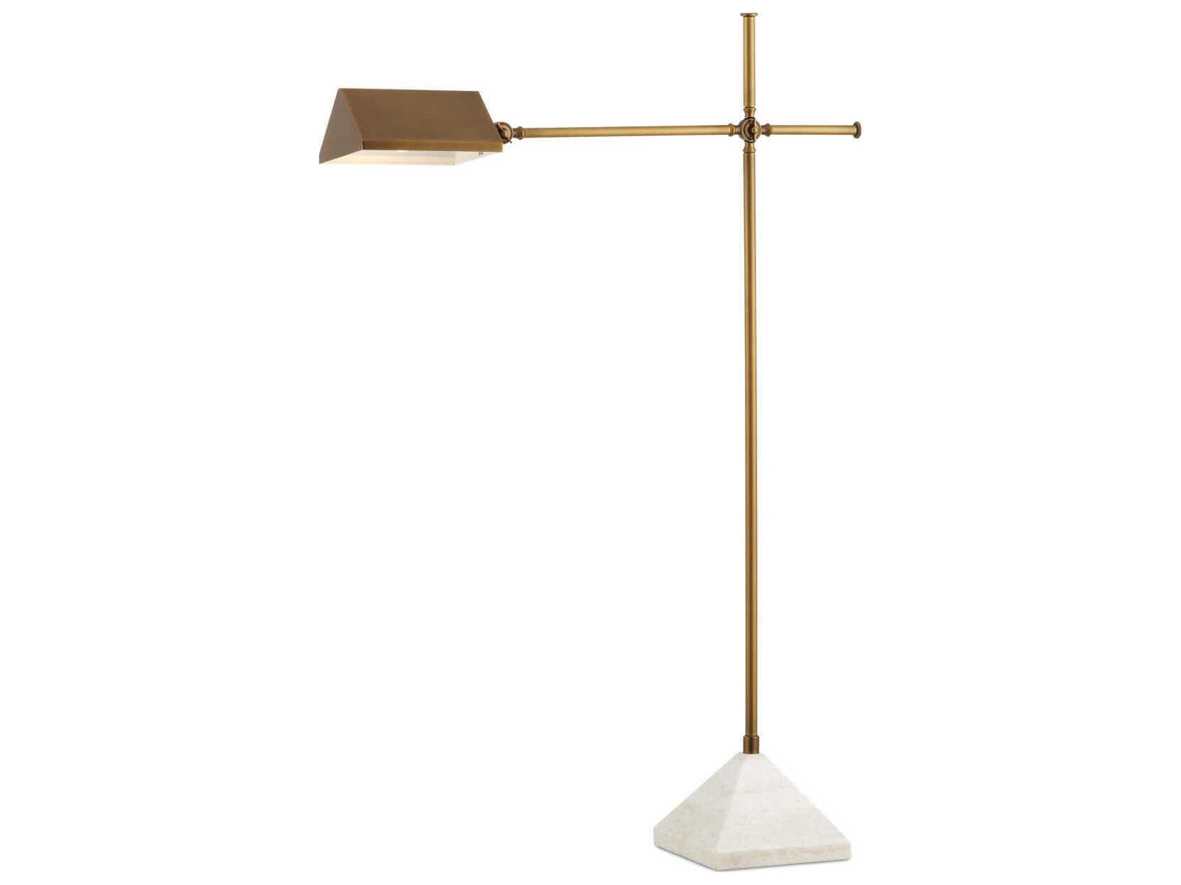 Currey & Company Repertoire Antique Brass White Floor Lamp