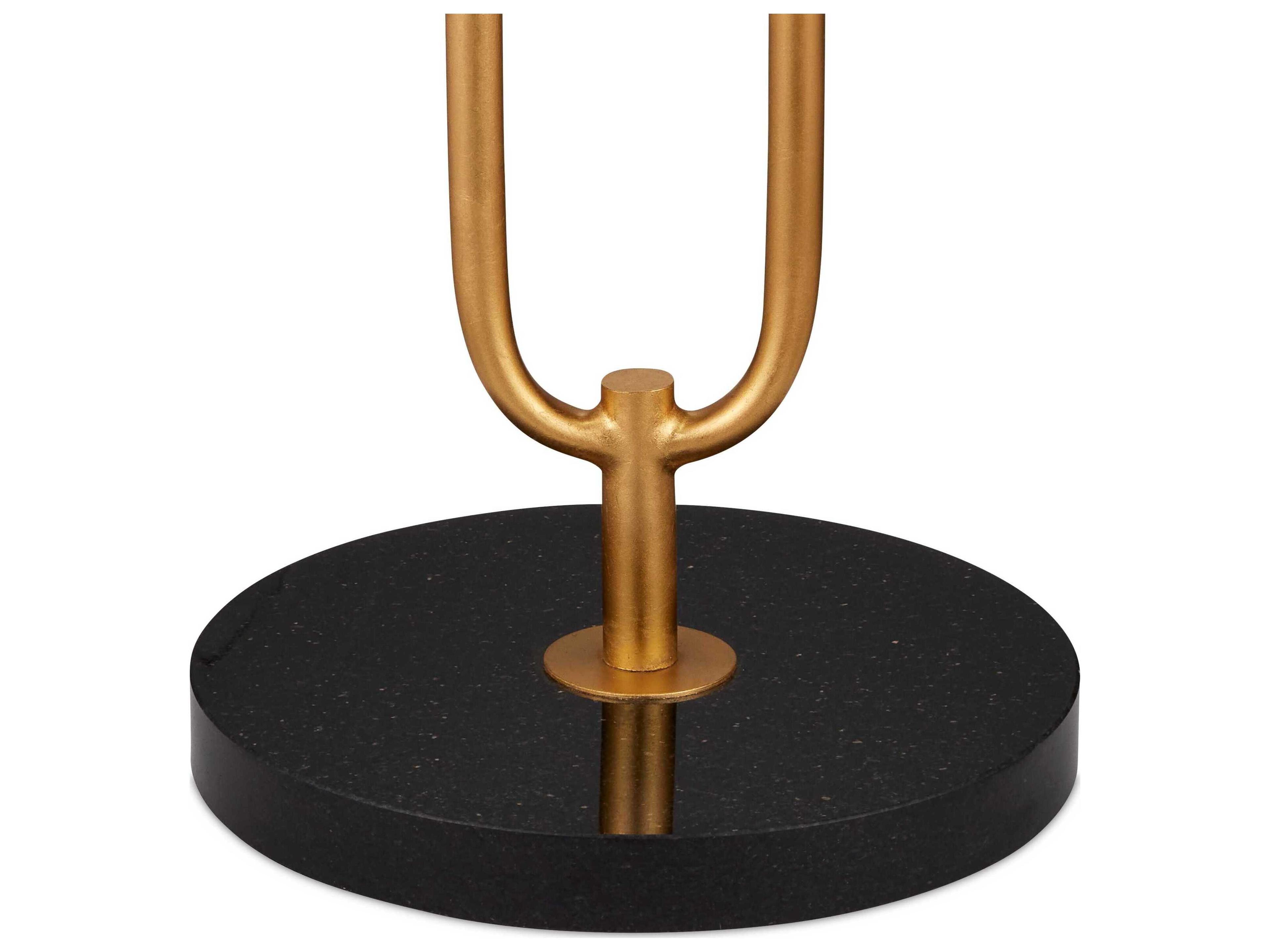 Currey & Company Glossary Contemporary Gold Leaf Natural Off White Linen Floor Lamp