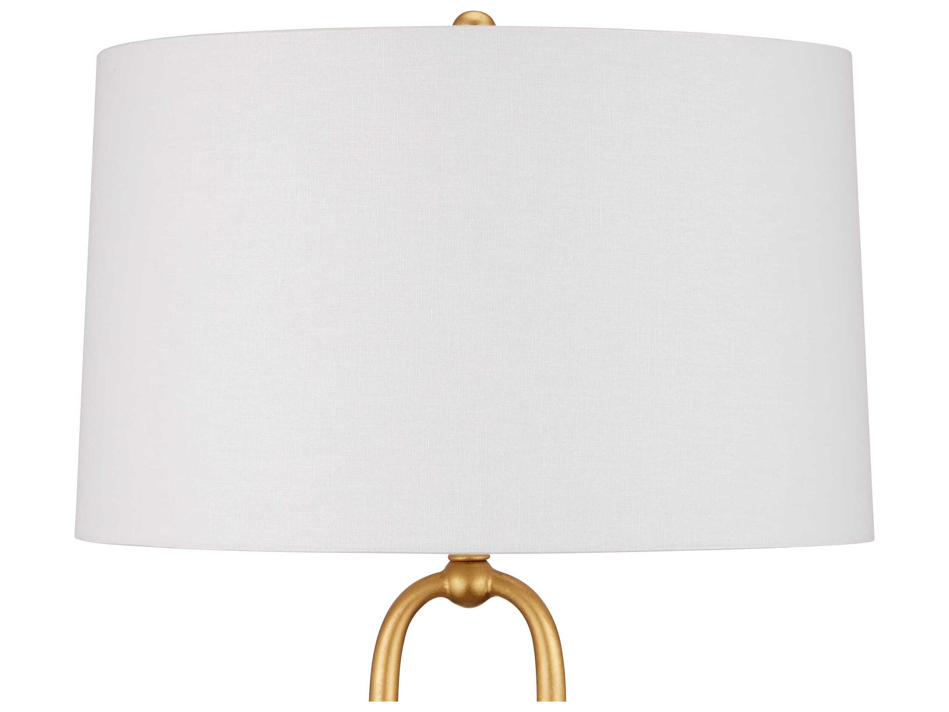 Currey & Company Glossary Contemporary Gold Leaf Natural Off White Linen Floor Lamp