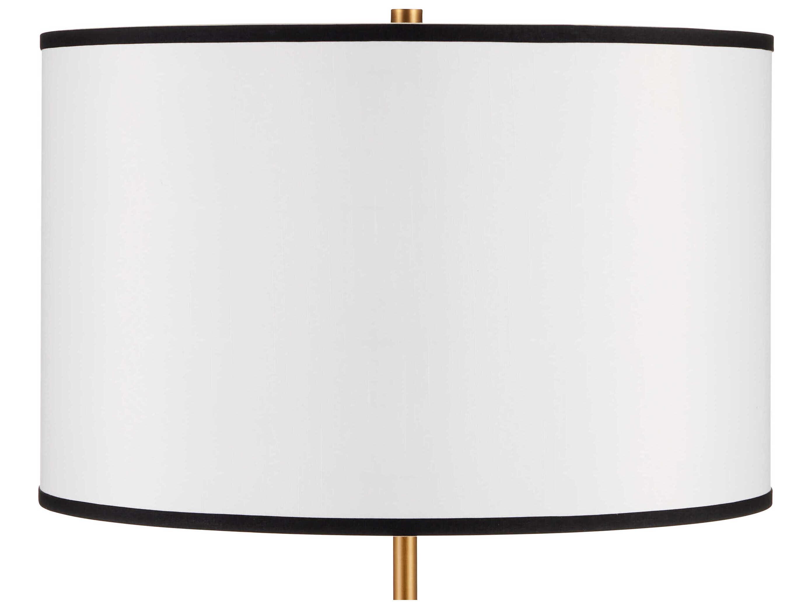 Currey & Company Willoughby Brass Oil Rubbed Bronze Off White Shantung With Black Trim Floor Lamp