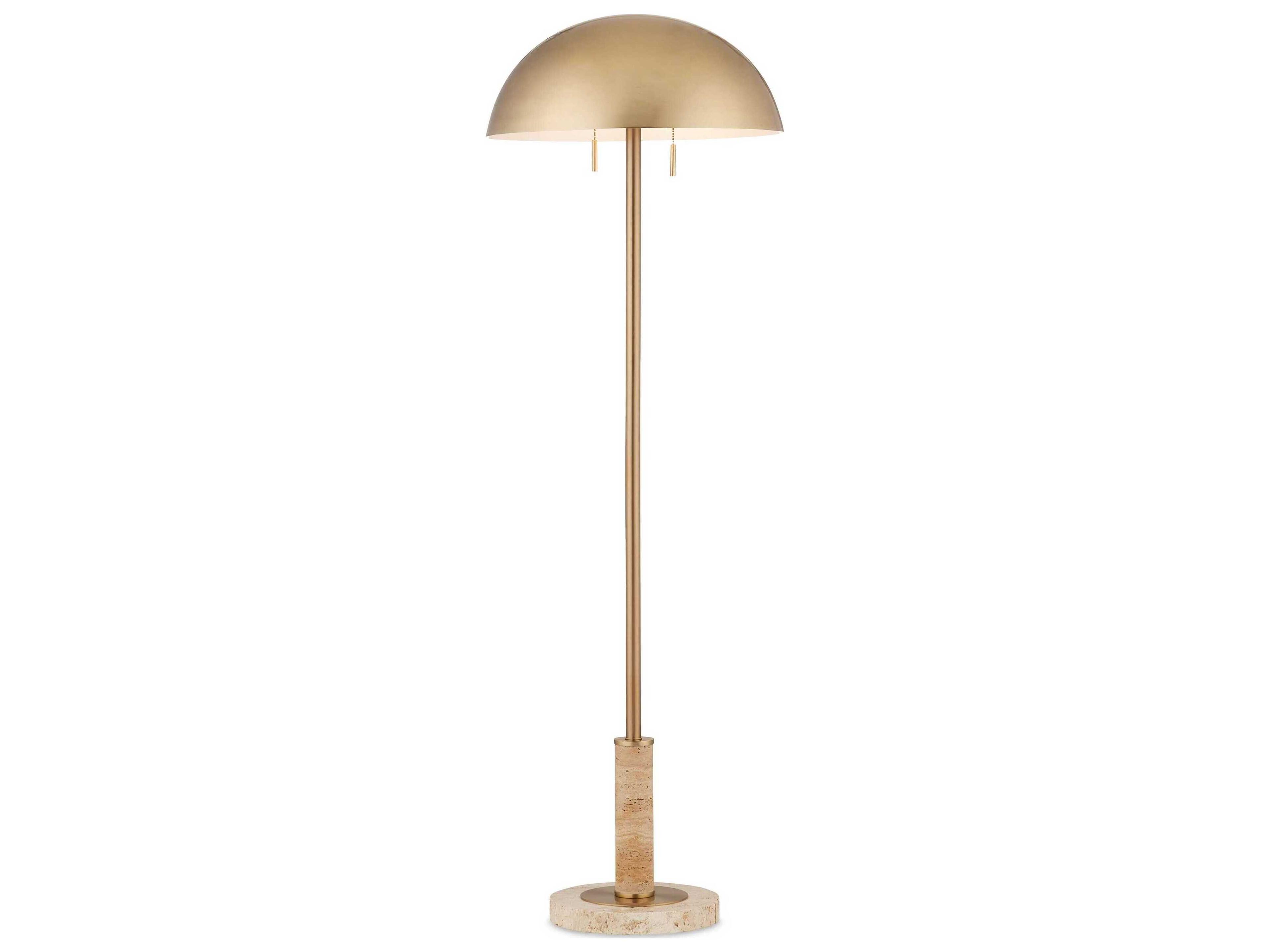 Currey & Company Miles Brass Natural Metal Floor Lamp